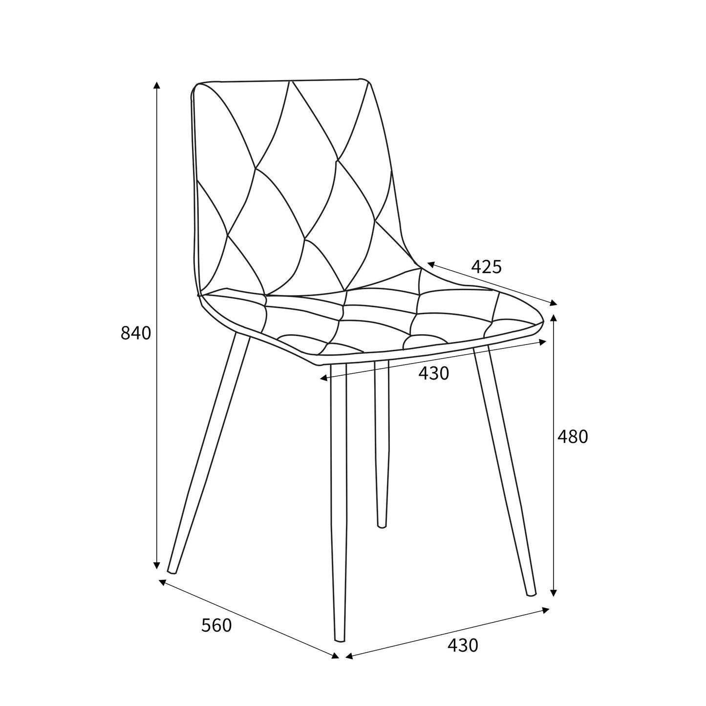 Set of 4 Luca Brushed Velvet Mustard Dining Chairs