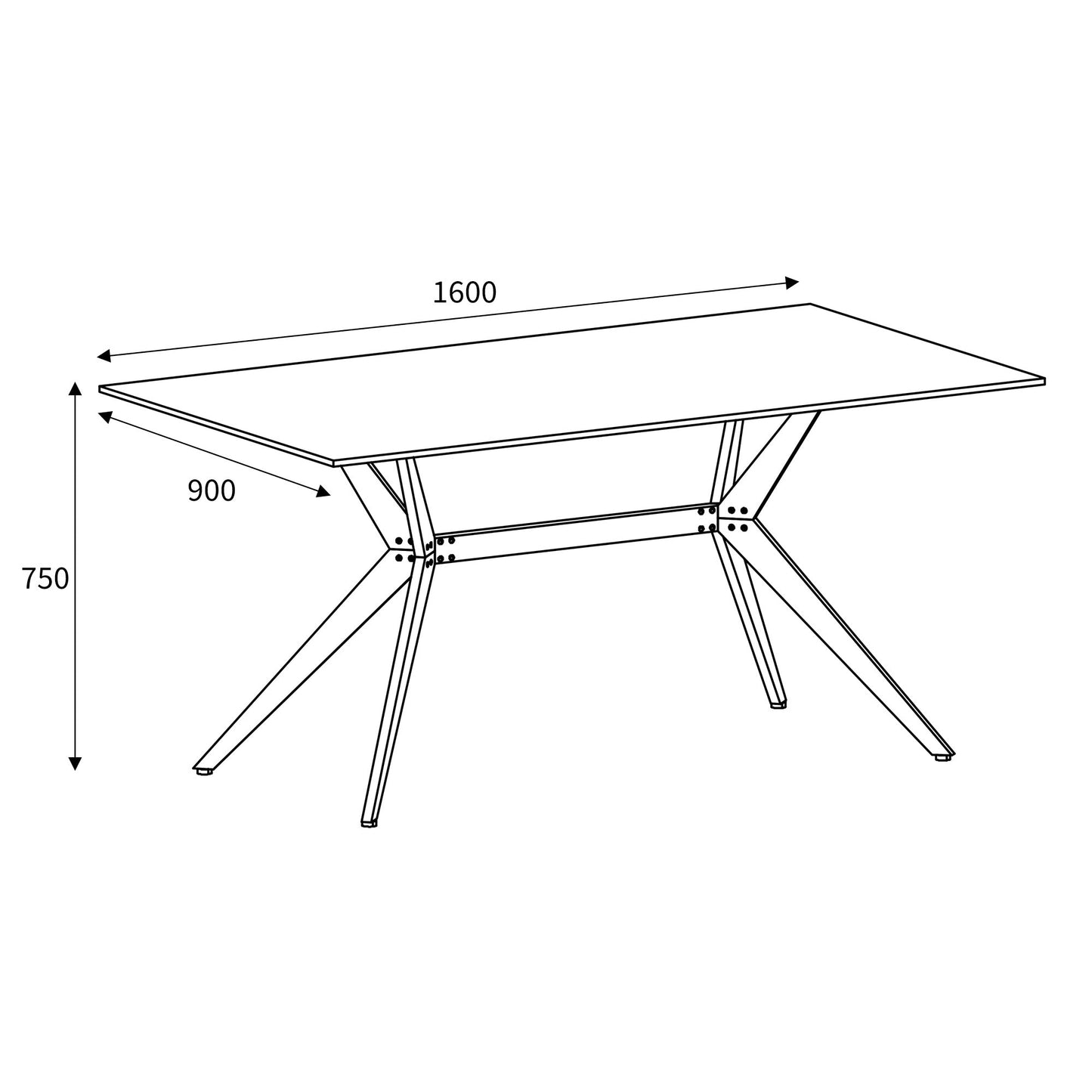 Islington 1.6m Black Dining Table
