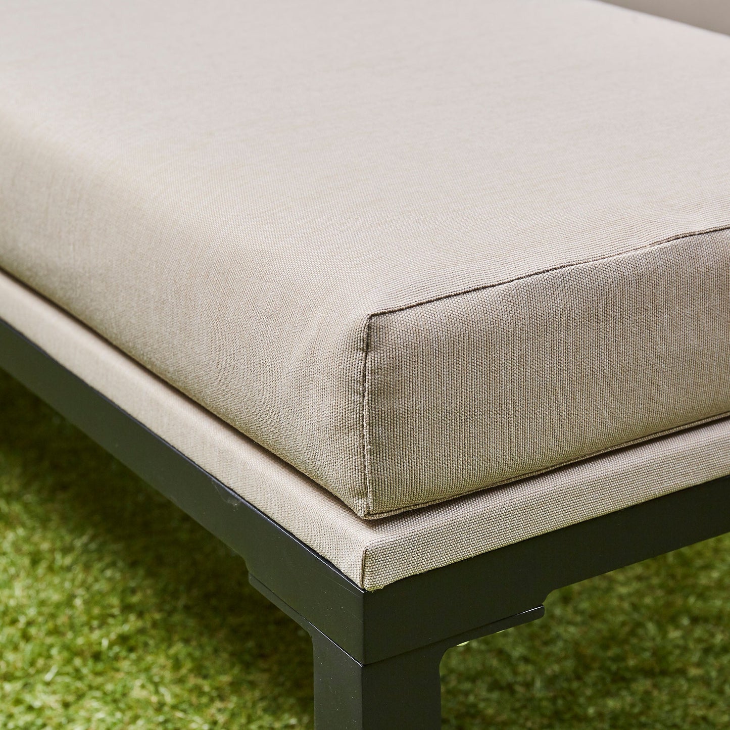 Ava Aluminium Corner Dining Set with Fire Pit – Beige