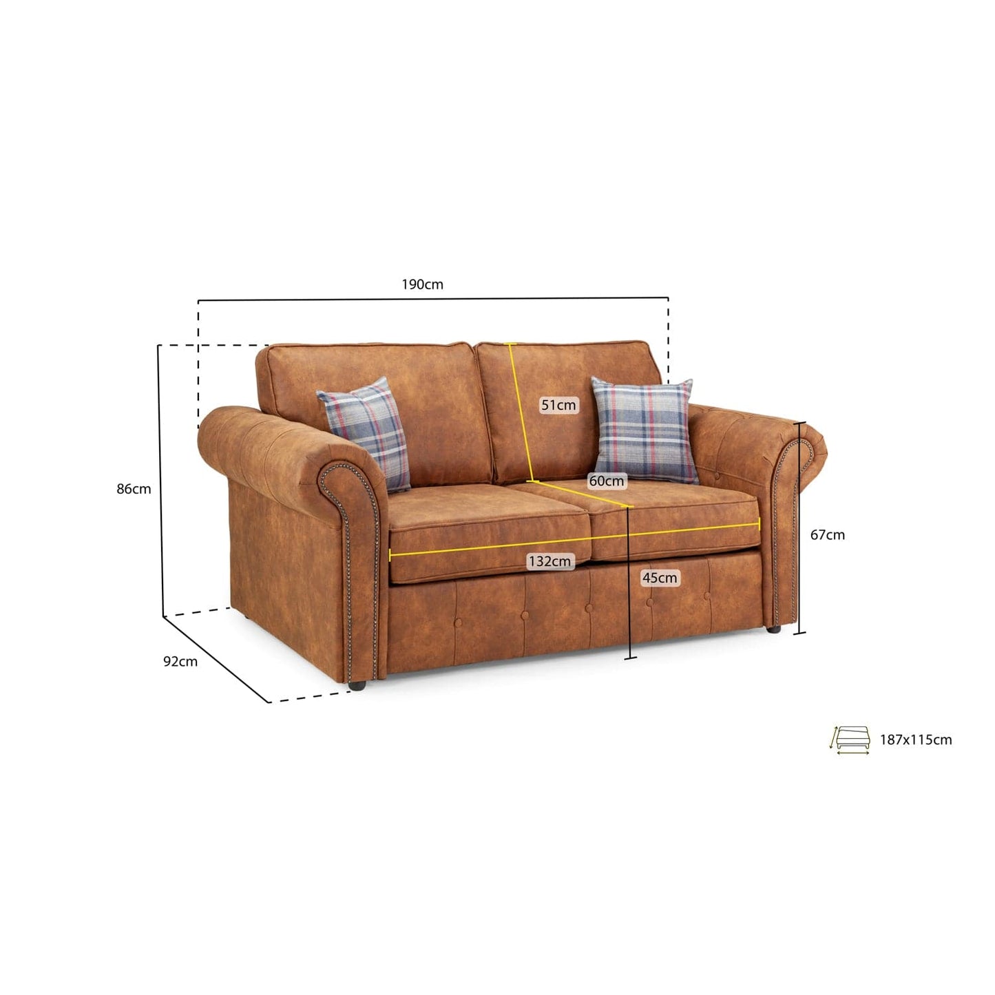 Atlanta Sofabed Tan 2 Seater