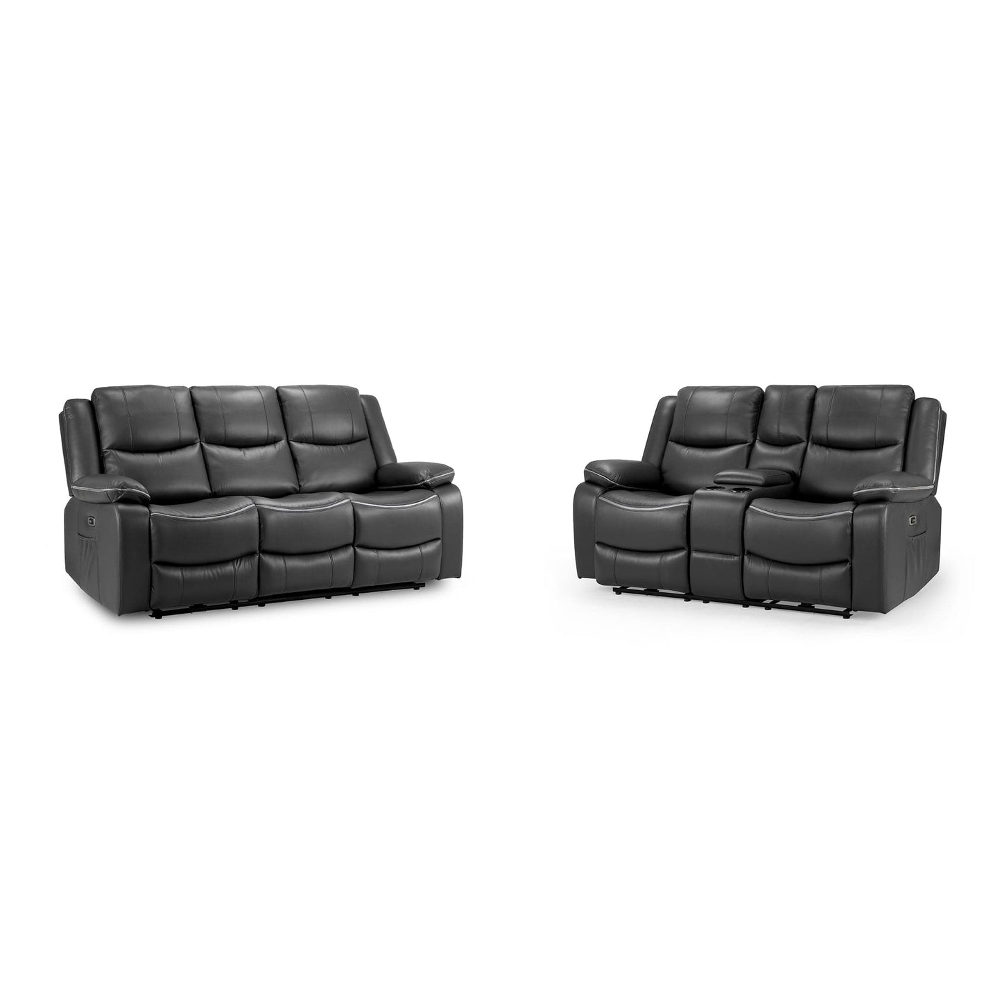 Dexter Electric Recliner Sofa Grey Fabric 3+2 Set