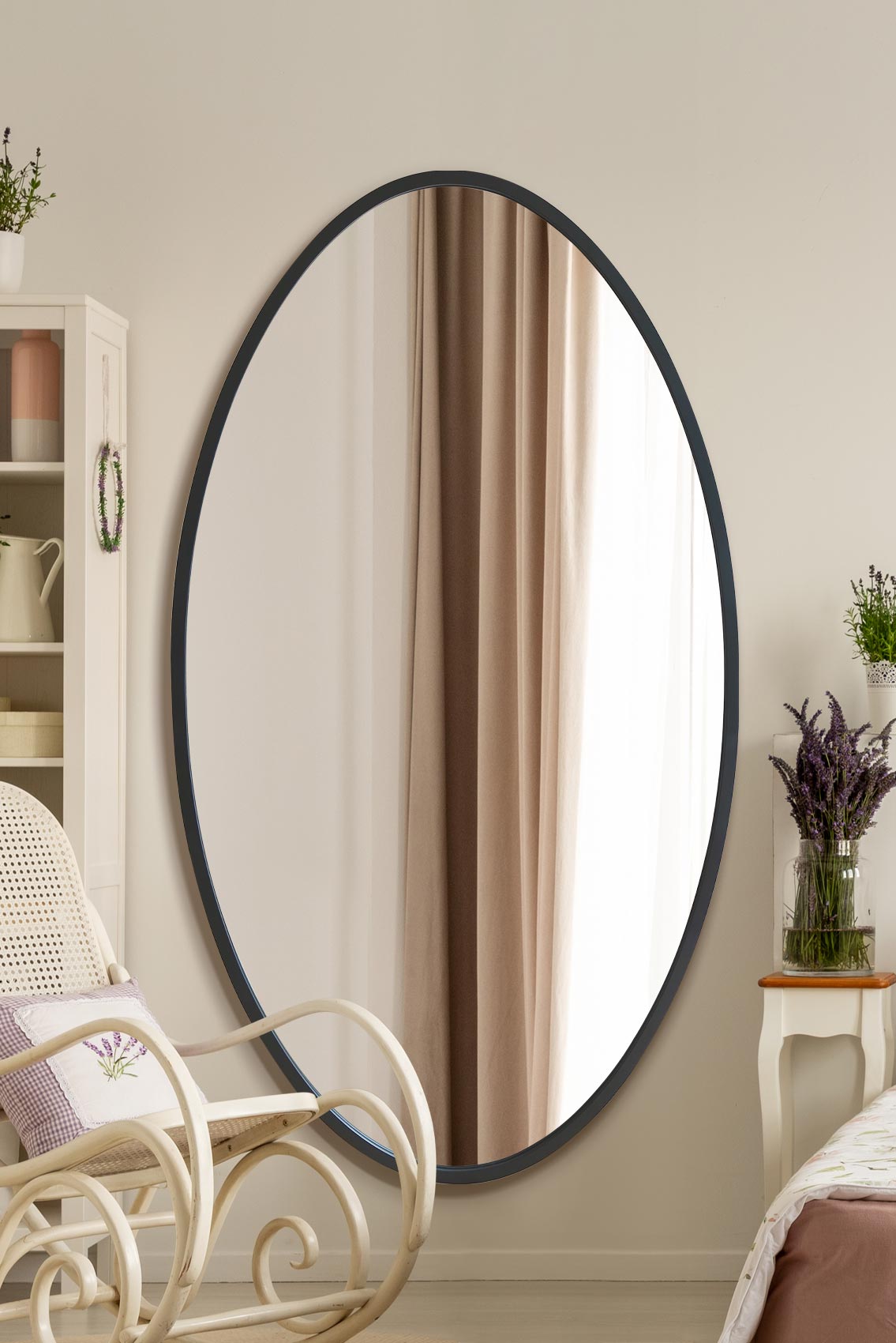 The Avery - New Black Metal Framed Oval Wall Mirror 71 X 39 (180 x 100CM)