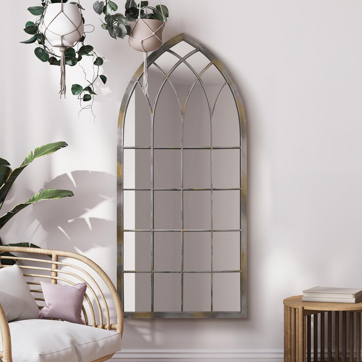 The Rosie - Extra Large Rustic Metal Arched Decorative Wall or Leaner Mirror 63 X 28 (161CM X 72CM)