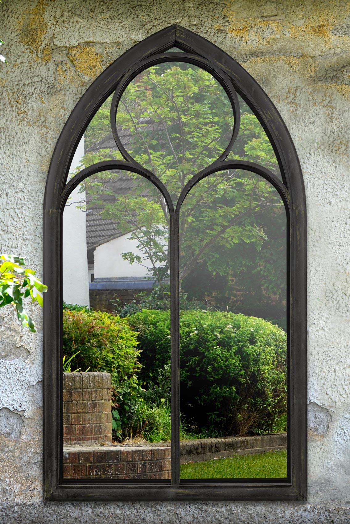 Rosie Chapel Arch Large Black Garden Mirror 150 x 81 CM