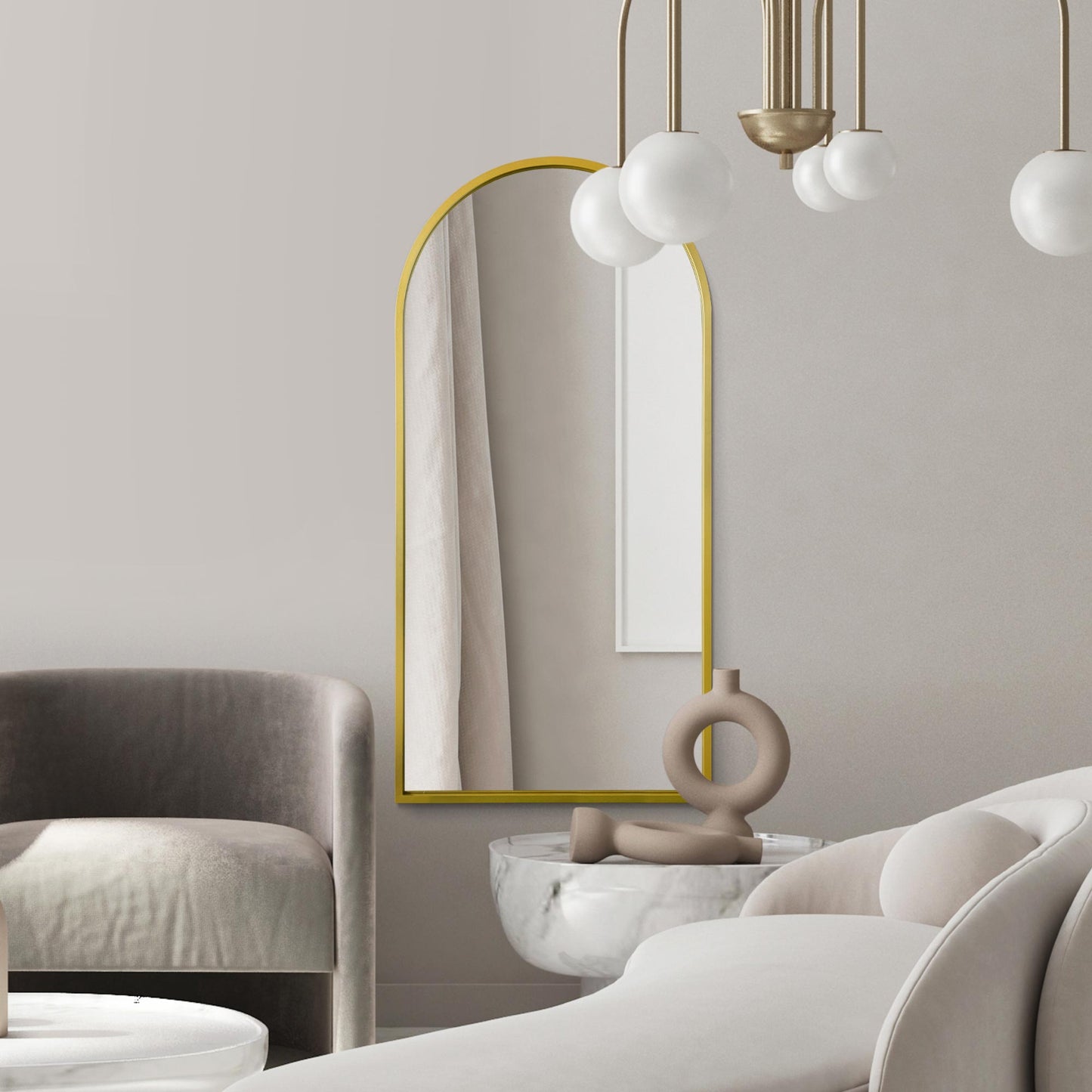 The Perry - Gold Framed Arched Leaner/Wall Mirror 63 X 31 (160CM X 80CM)