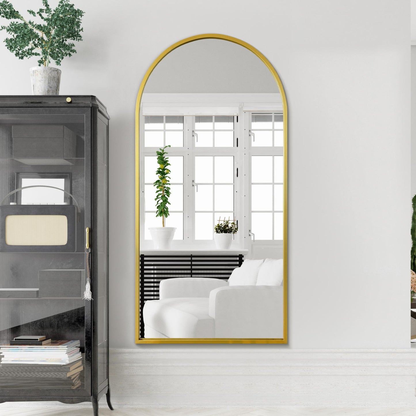 The Perry - Gold Framed Arched Leaner/Wall Mirror 71 X 35 (180CM X 90CM)