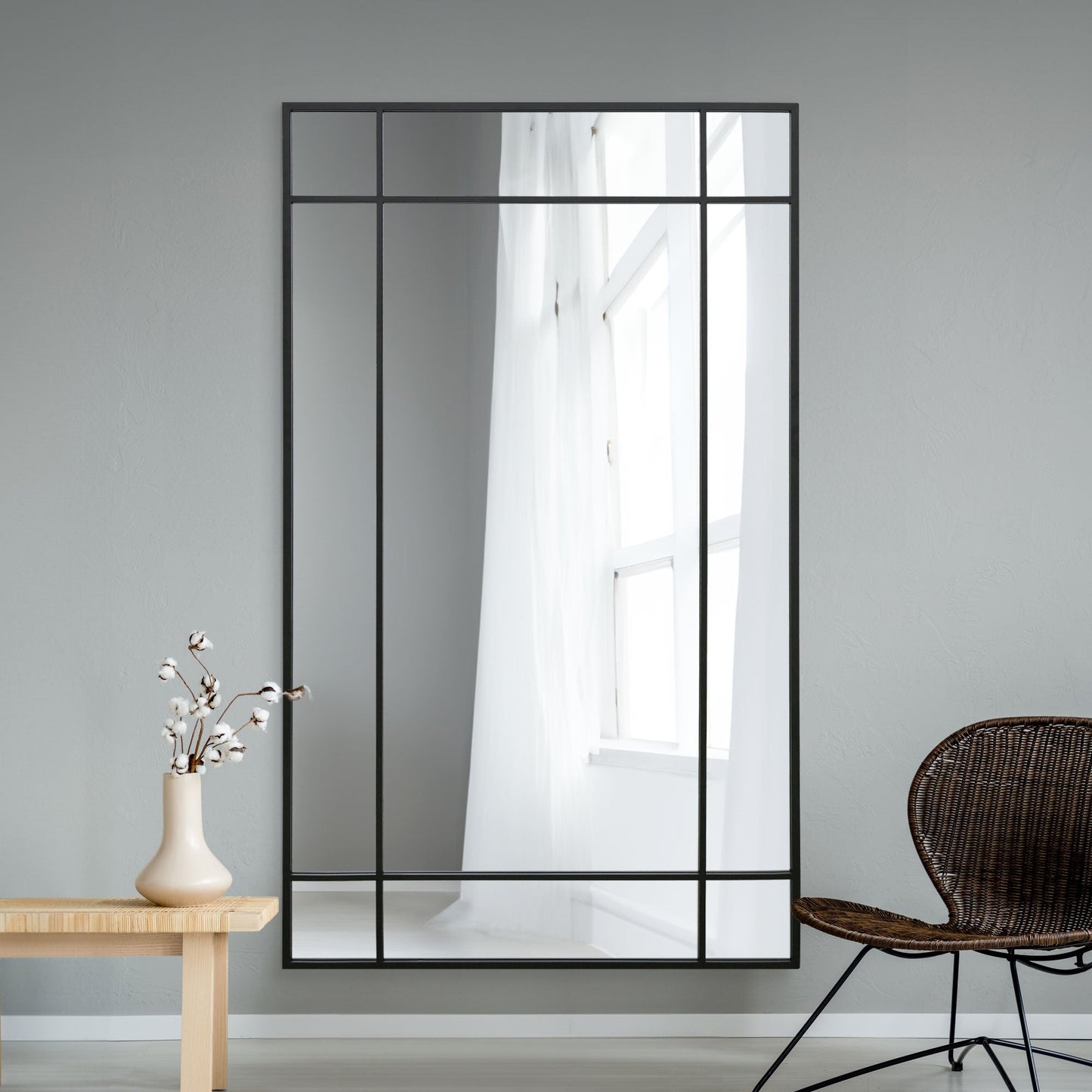 The Elma - Black Contemporary Wall and Leaner Mirror 79 X 47 (200 x 120CM)