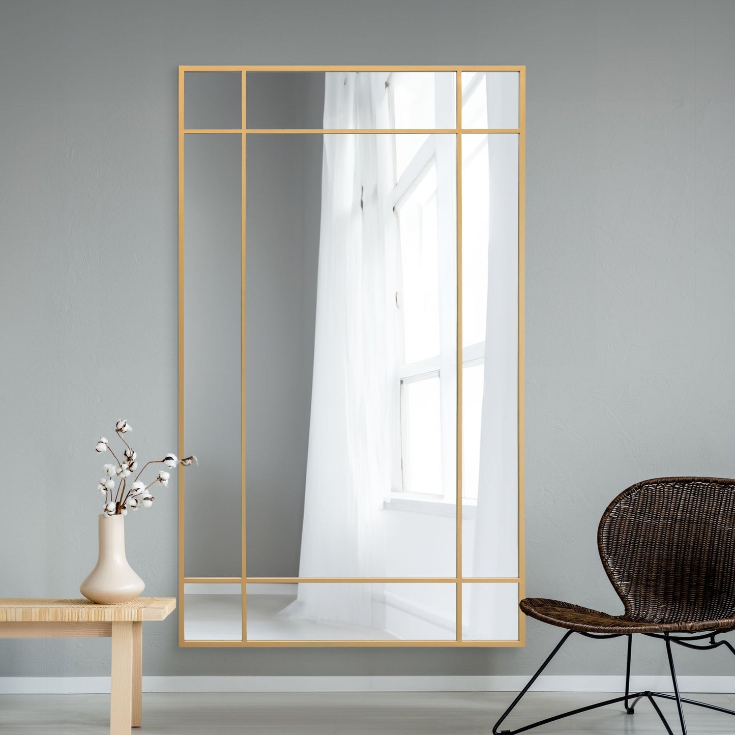 The Elma - Gold Contemporary Wall and Leaner Mirror 79 X 47 (200 x 120CM)