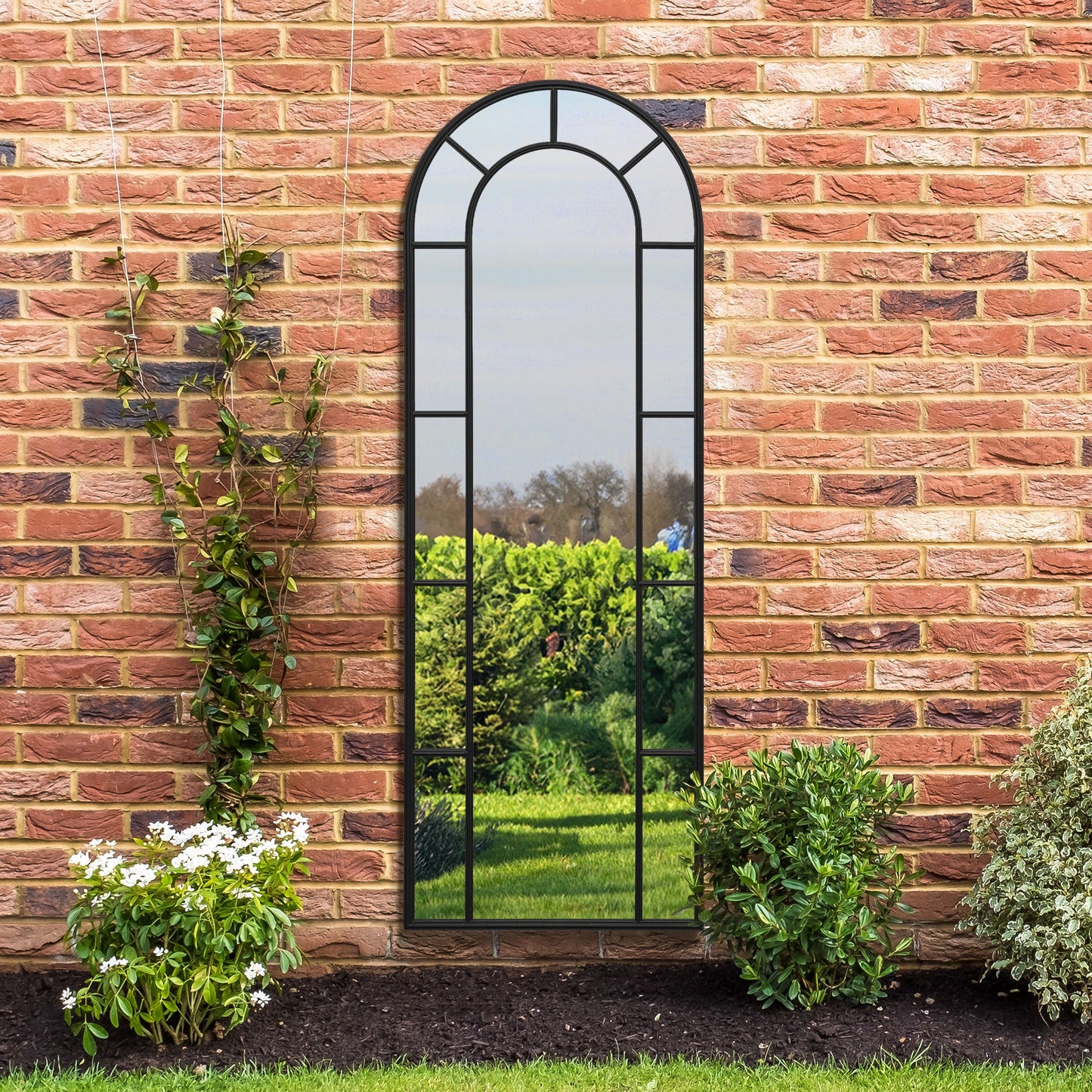 The Perry - Black Framed Arched Leaner Garden Wall Mirror 67 X 24 (170CM X 60CM)
