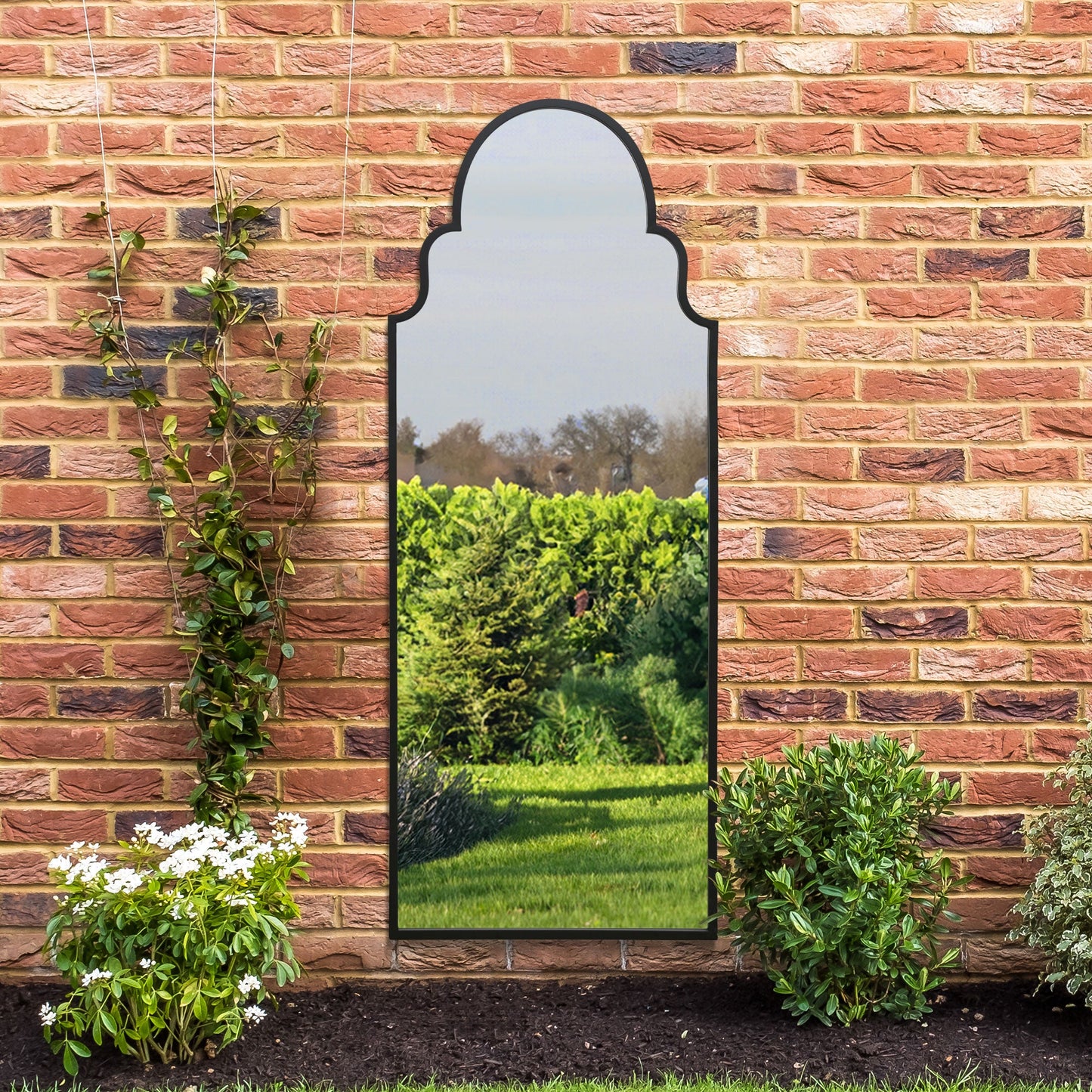 The Perry - Black Framed Arched Leaner/Wall Garden Mirror 71 x 28 (180x70CM)