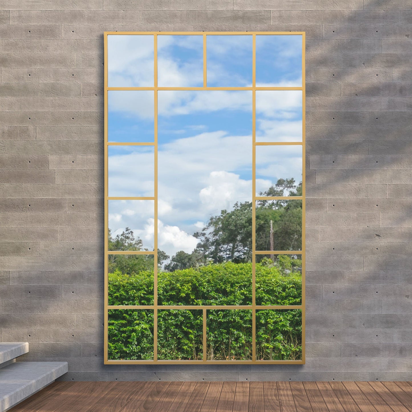 The Emery - Gold Modern Wall & Leaner Garden Mirror 79x 47 200x120cm