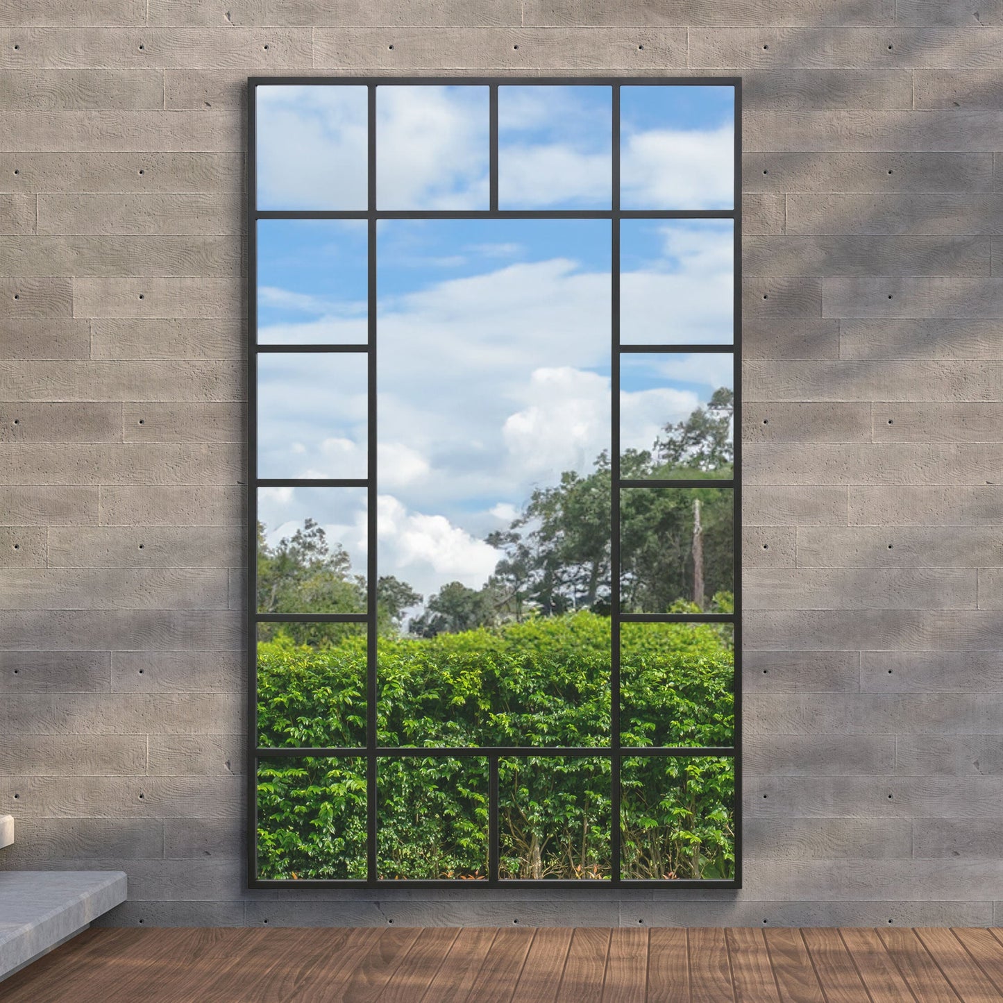 The Emery - Black Modern Wall & Leaner Garden Mirror 71x 43 180x110cm