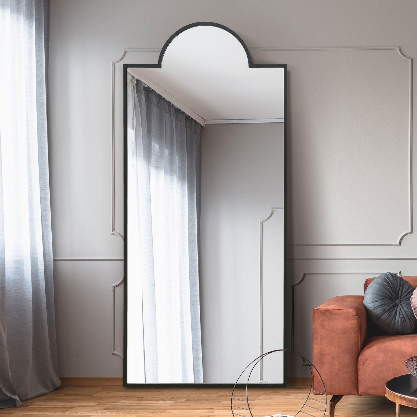 The Elma - Black Modern Wall and Leaner Mirror 75 X 33 (190 x 85CM)