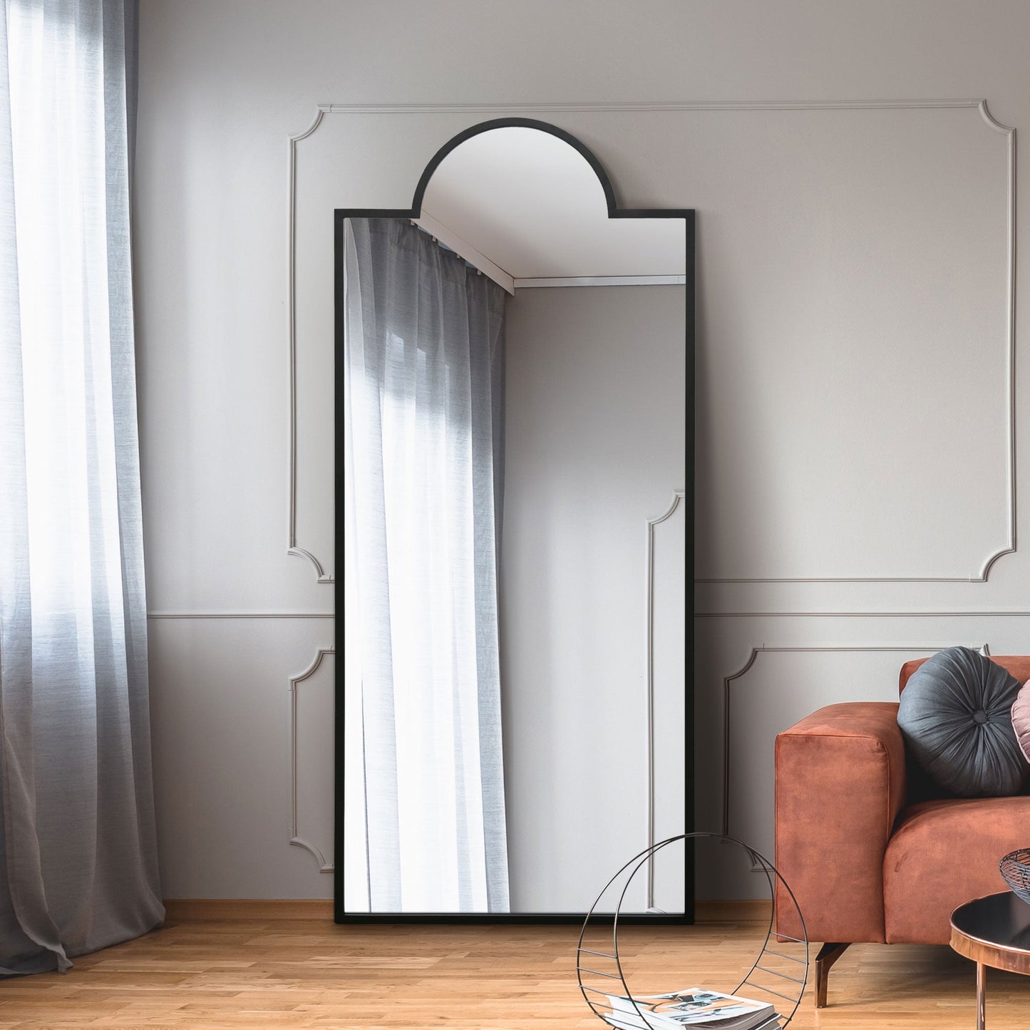 The Elma - Black Contemporary Wall and Leaner Mirror 67 X 29 (170 x 75CM)