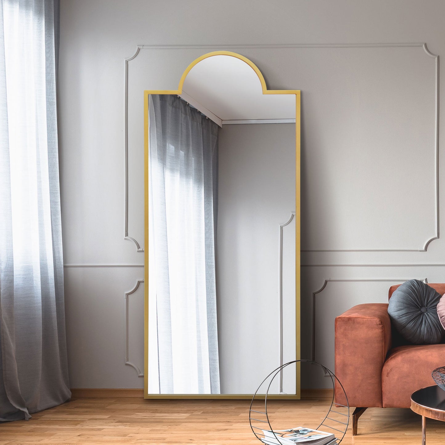 The Elma - Gold Contemporary Wall and Leaner Mirror 67 X 29 (170 x 75CM)