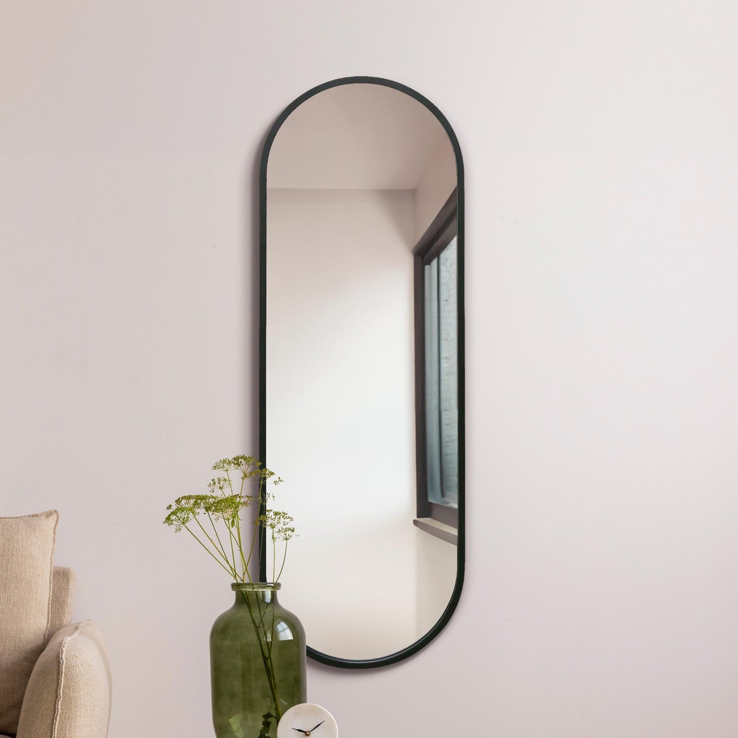 The Sadie - New Black Metal Framed Double Arched Wall Mirror 63 X 22 (160CM X 55CM) Suitable for Inside and Outside!