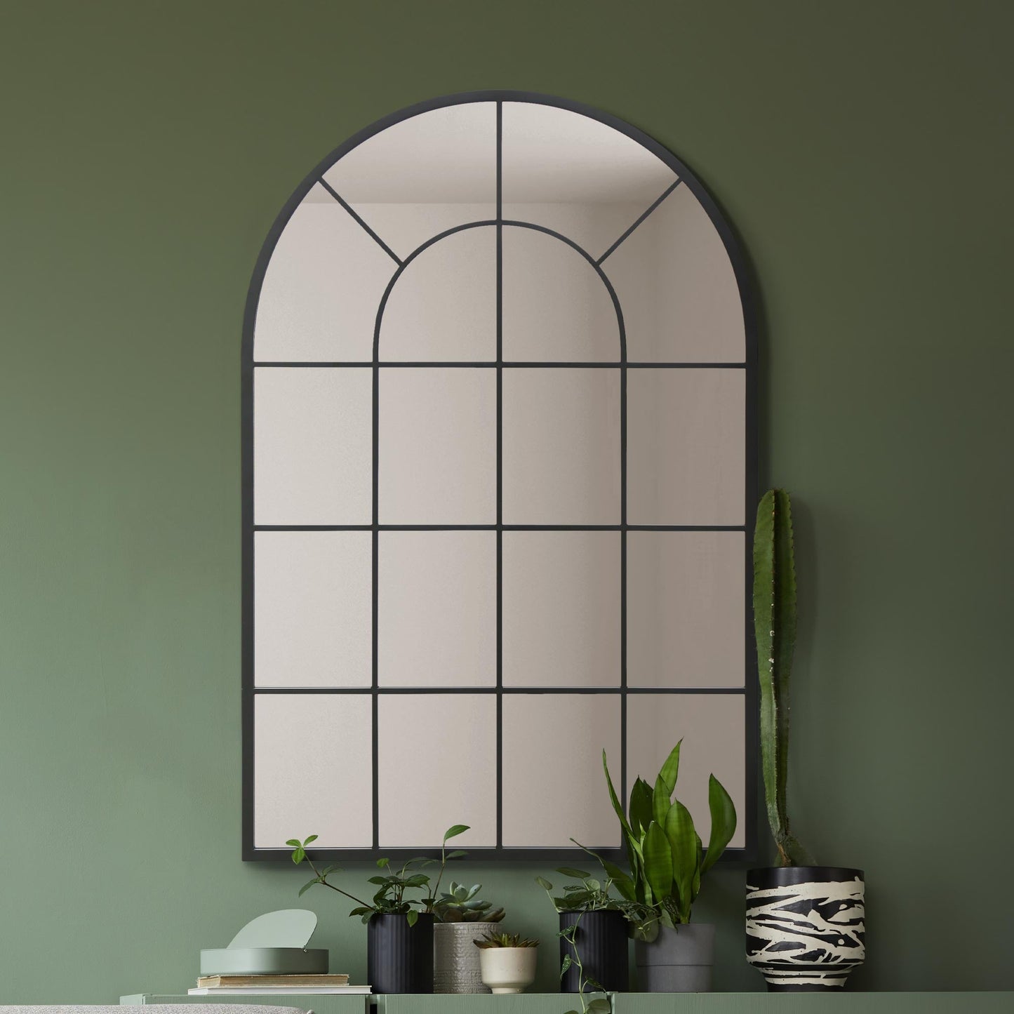 The Perry - Black Framed Arched Window Leaner/Wall Mirror 47 X 31 (120x80CM) Suitable for Inside and Outside!