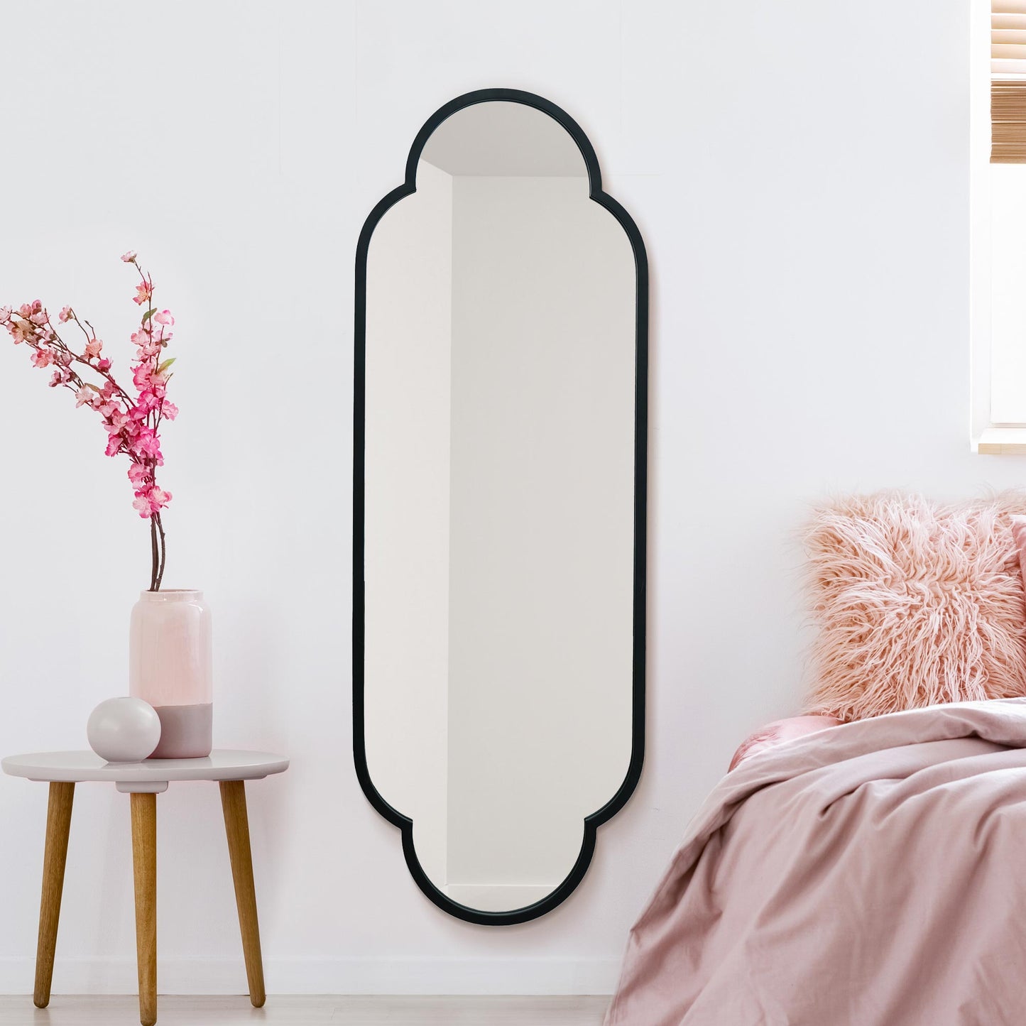 The Belle - New Black Metal Framed Double Arched Oval Wall Mirror 59 X 20 (150CM X 52CM)