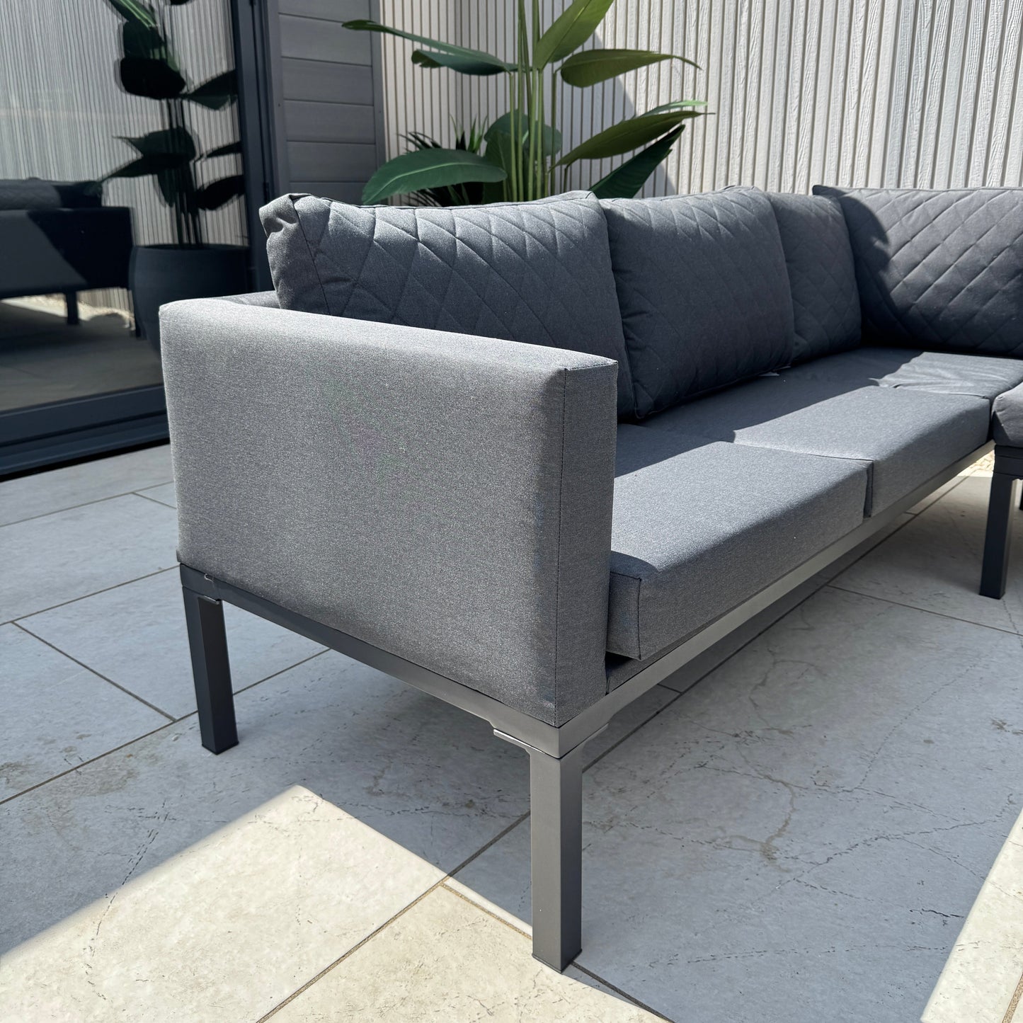 Ava Aluminium Firepit Dining Set In Grey