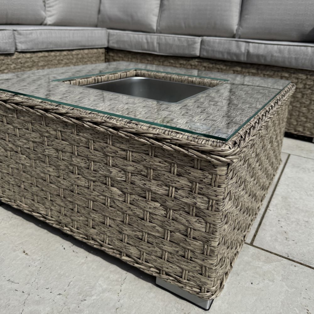 Nova Rattan Corner Sofa Set with Ice Bucket Beige