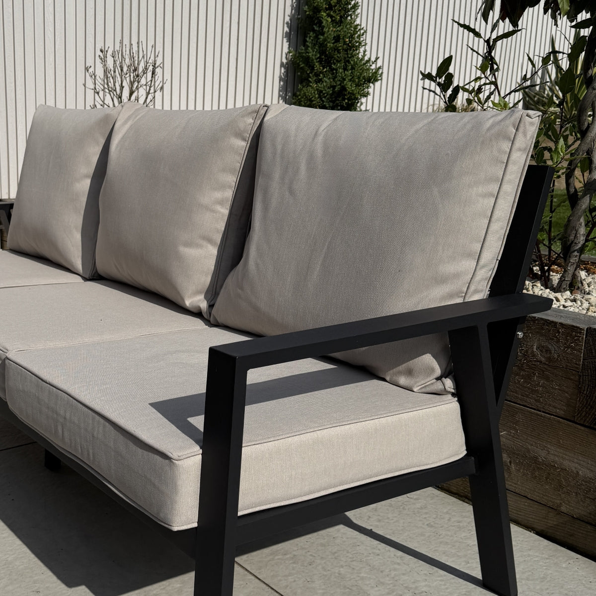 Sienna Aluminium Sofa Dining Set with Fire Pit – Beige