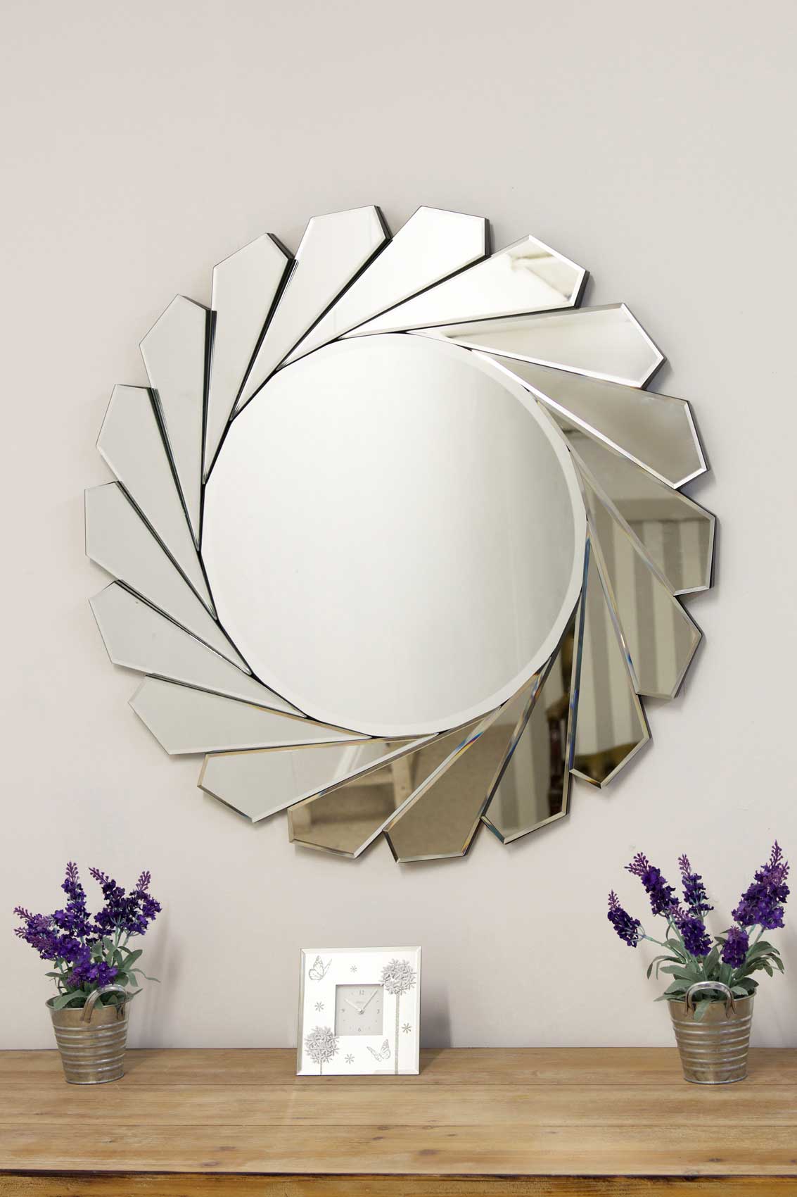 All Glass Stylised Aperture Round Wall Mirror 80 x 80 CM