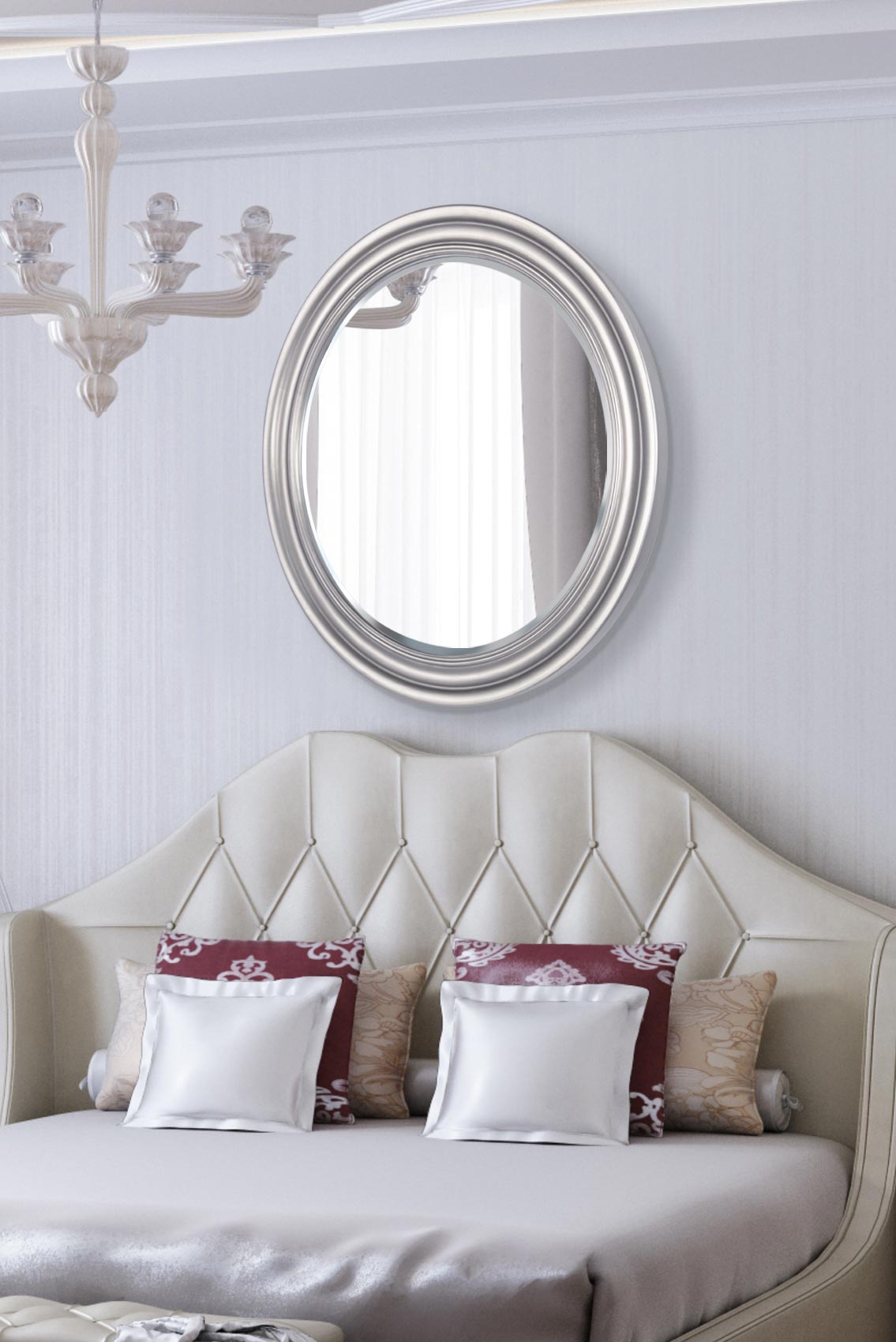 Kairo Silver Elegant Modern Bevelled Round Mirror 96 x 96 CM