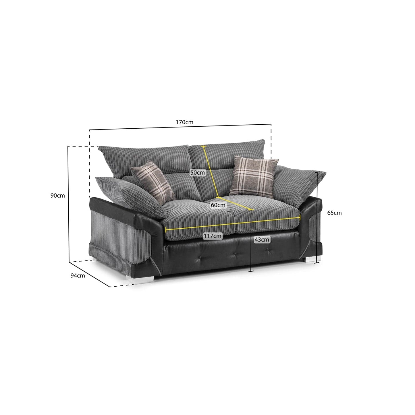 Soho Black/Grey 2 Seater Sofa