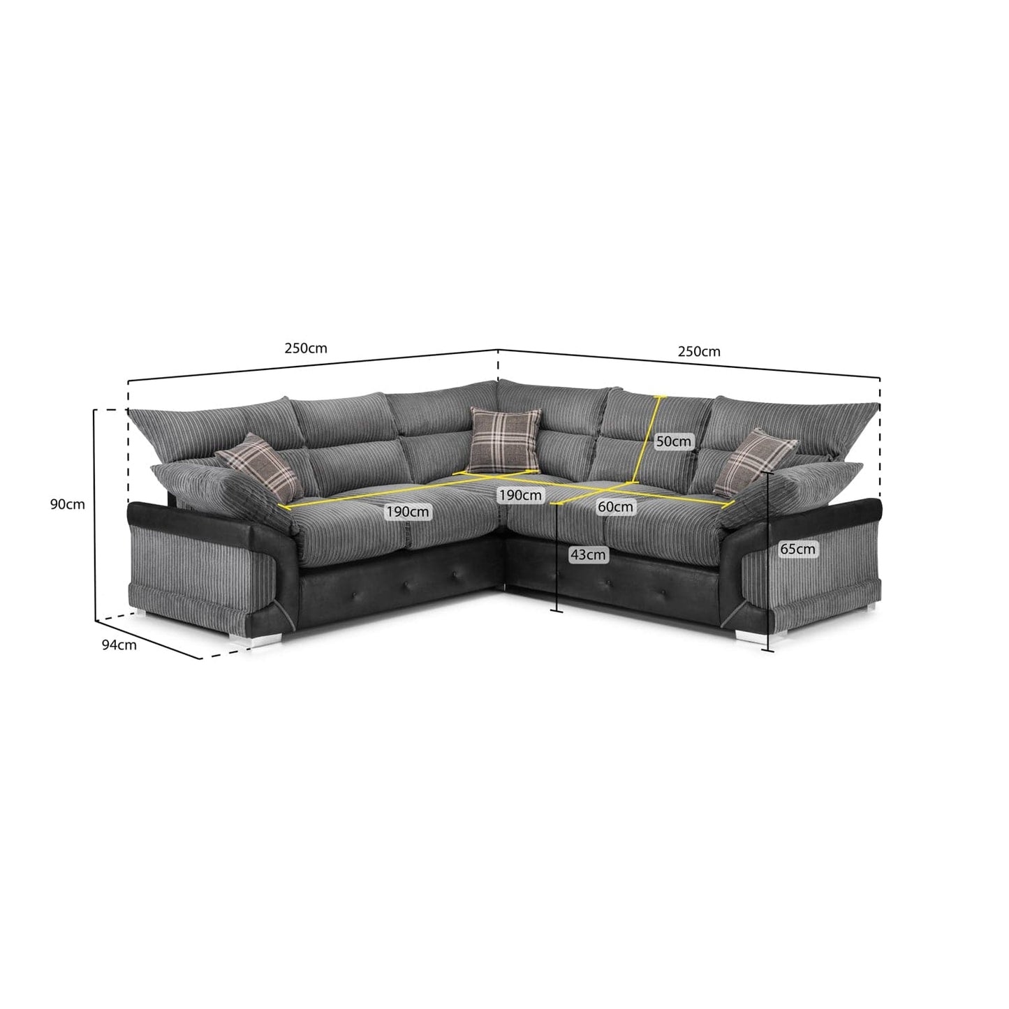 Soho Black/Grey Large Corner Sofa