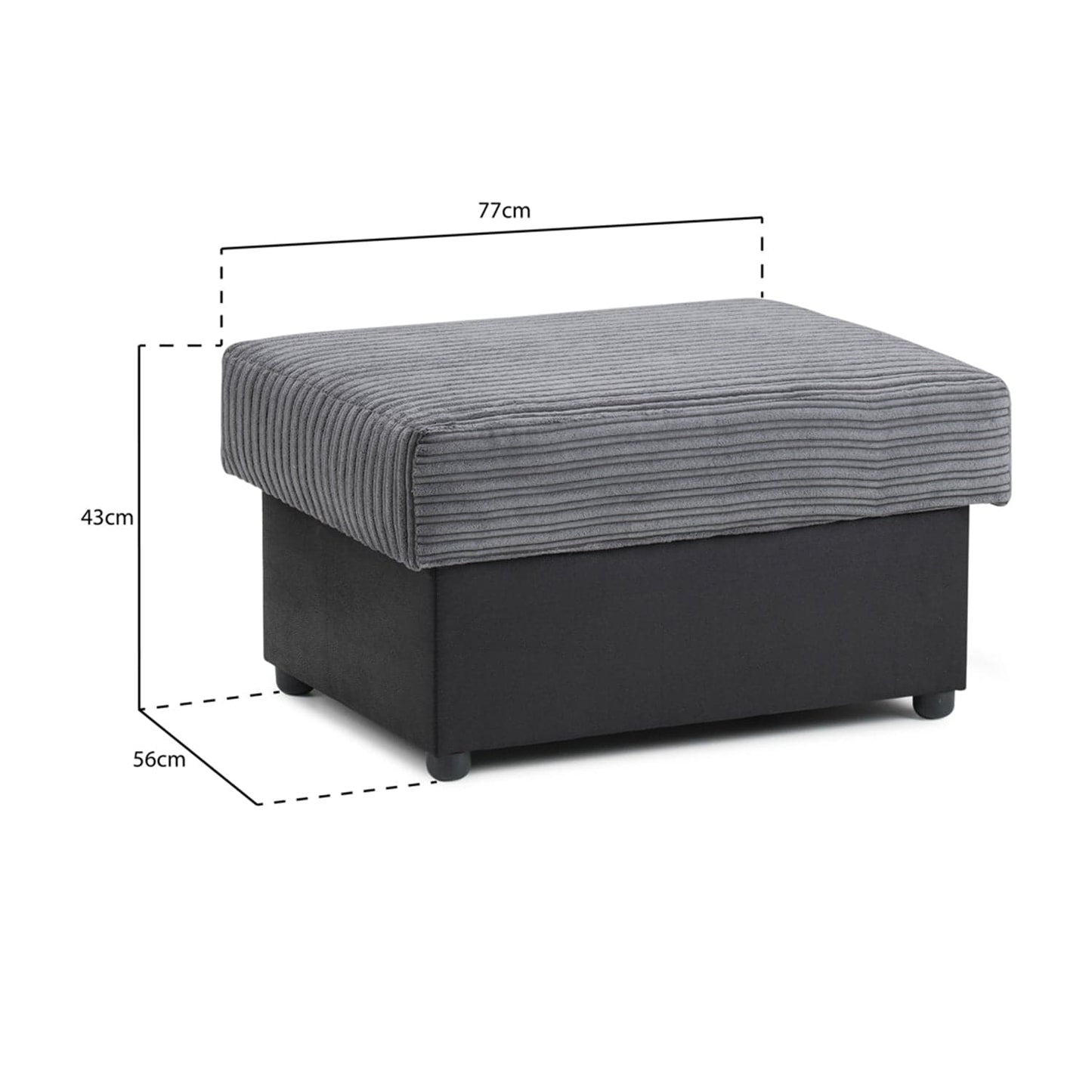 Soho Black/Grey Storage Footstool