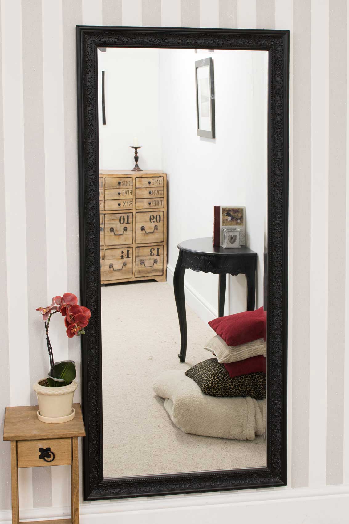 Alvo Black Shabby Chic Dress Mirror 160 x 73 CM