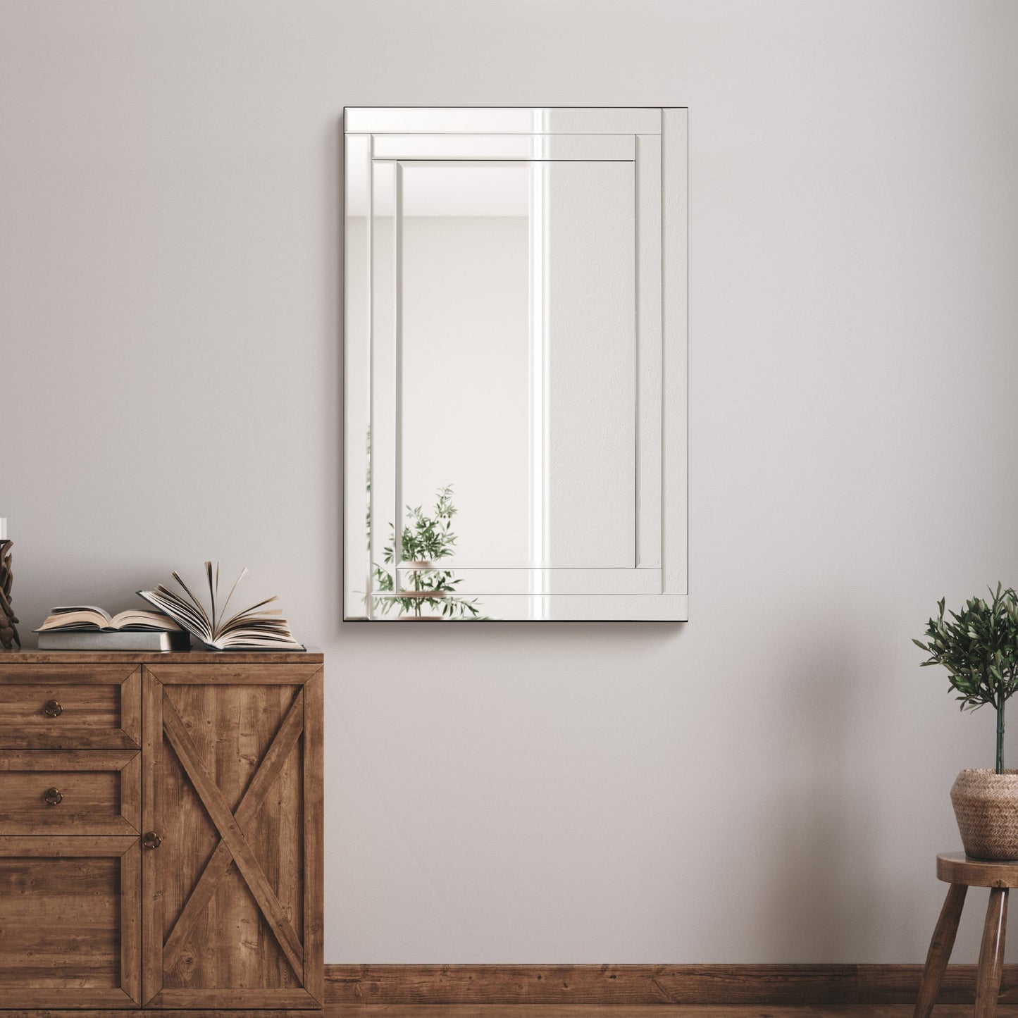 Zane All Glass Bevelled Mirror 90 x 60 CM