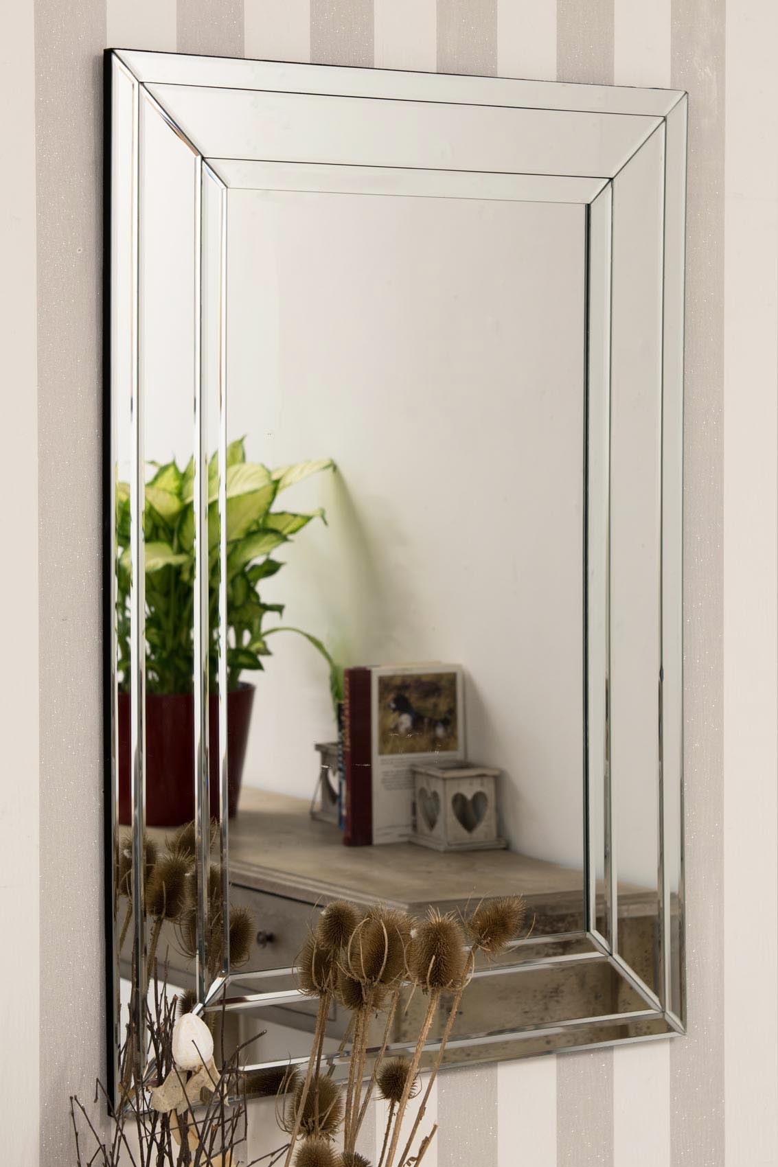 Cardinal All Glass Modern Bevelled Mirror 90 x 60 CM