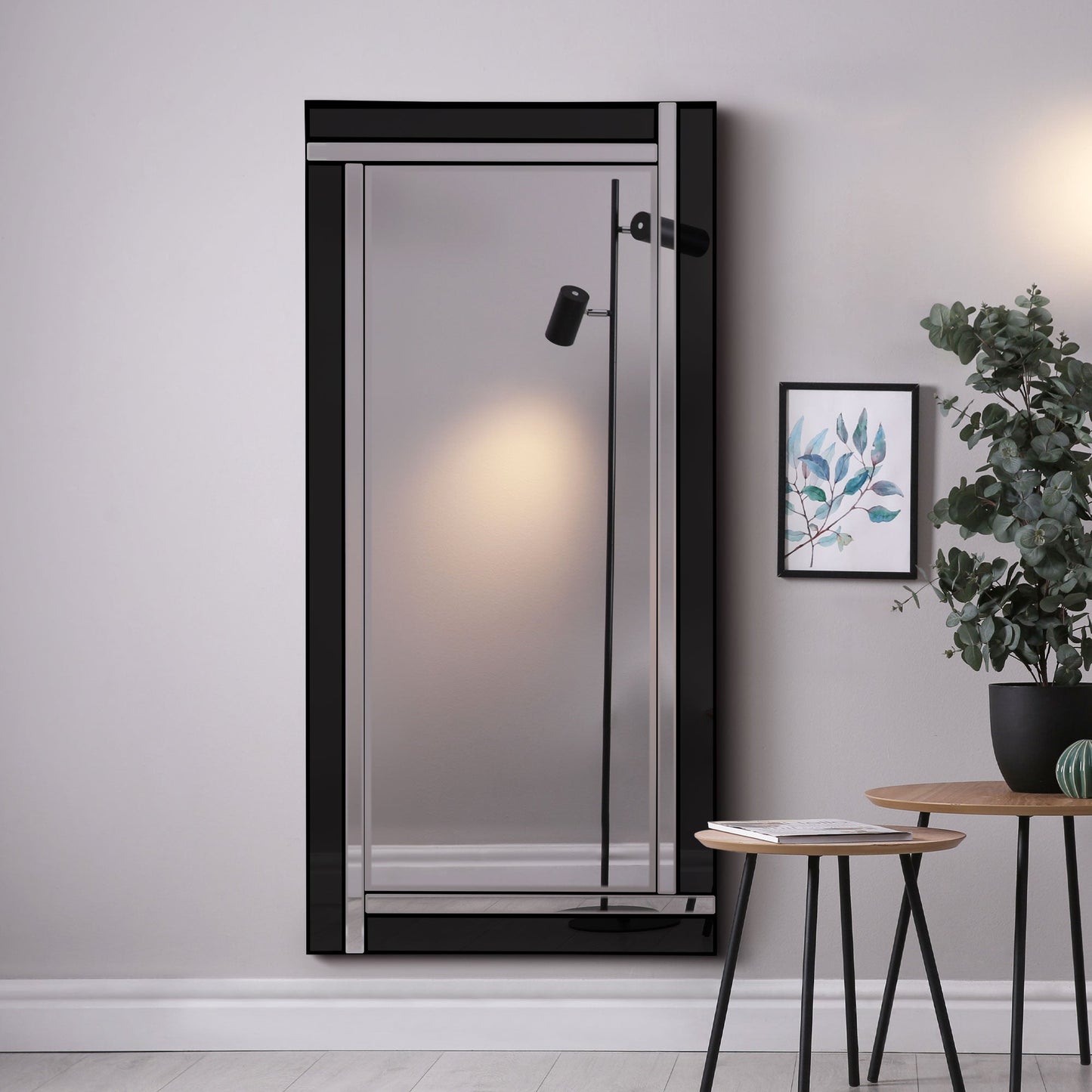 Blake Black All Glass Full Length Mirror 174 x 85 CM