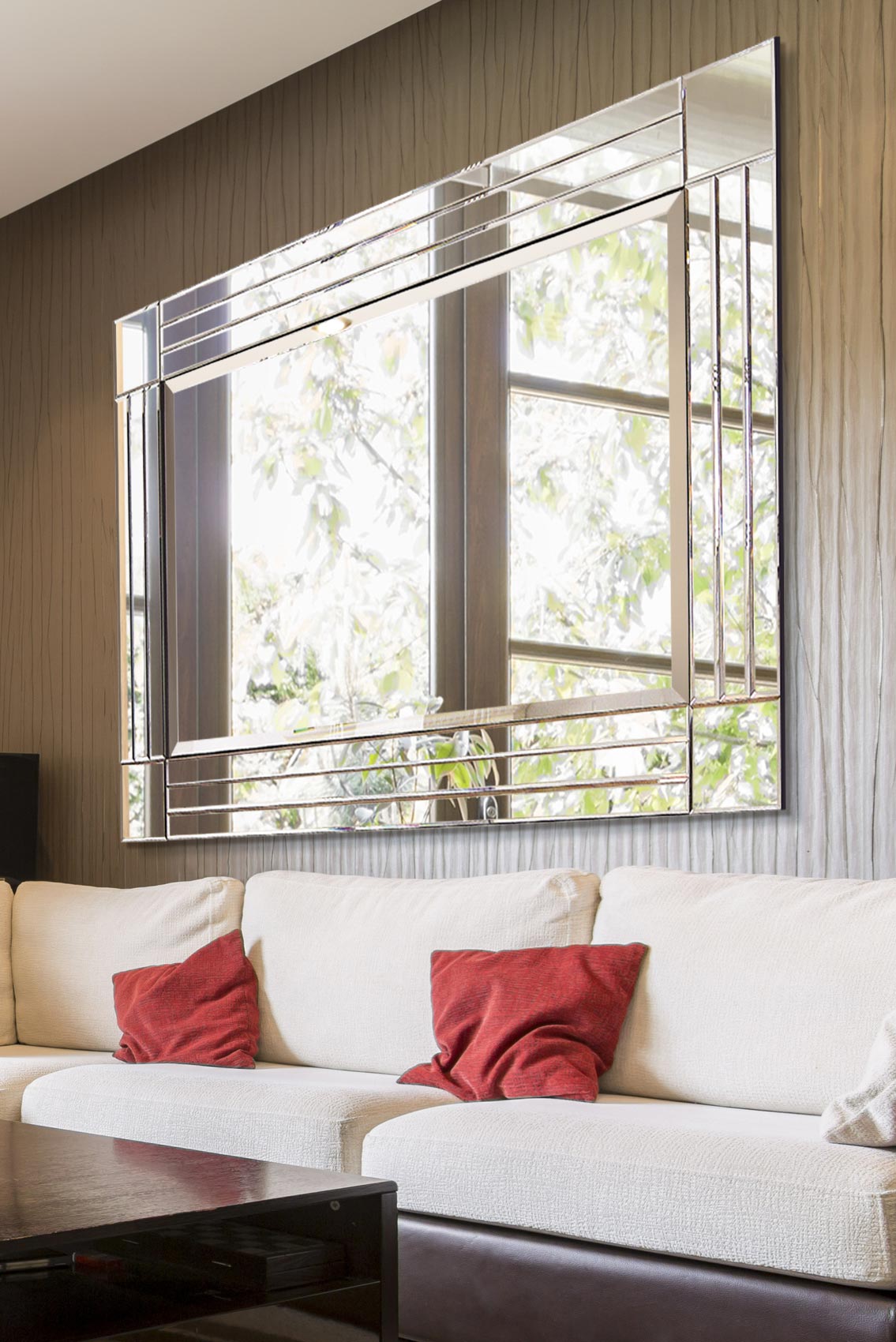 Lacey All Glass Bevelled Square Corner Dress Mirror 144 x 115.5 CM