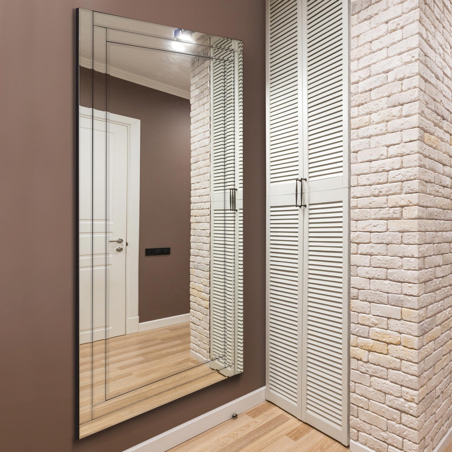 Zane All Glass Bevelled Large Dress Mirror 174 x 85CM 5ft9 x 2ft9