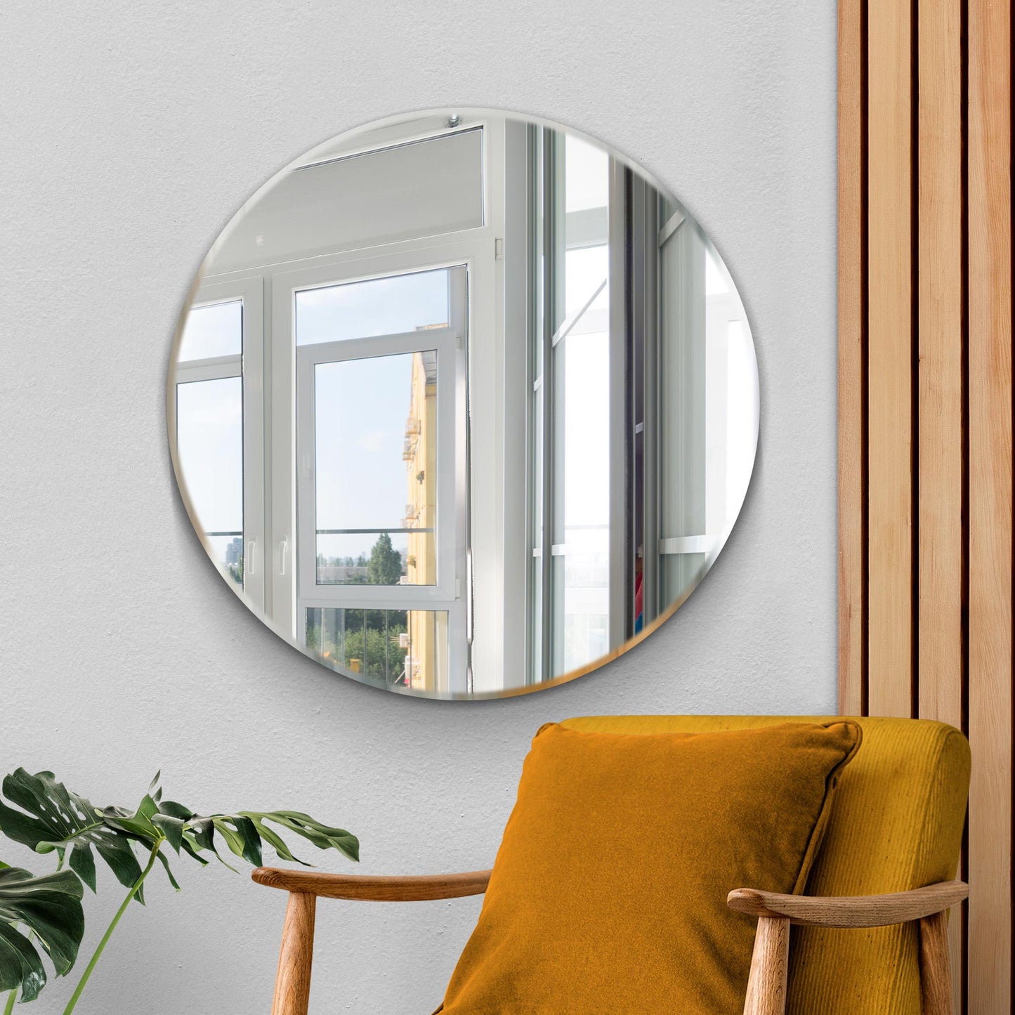 All Glass Bevelled Classic Design Round Mirror 90 x 90CM