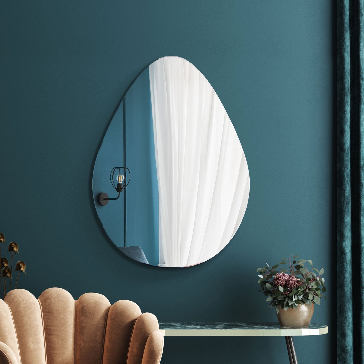 The Livia - Frameless Pebble Wall Mirror 30 X 20 (76CM X 50CM)