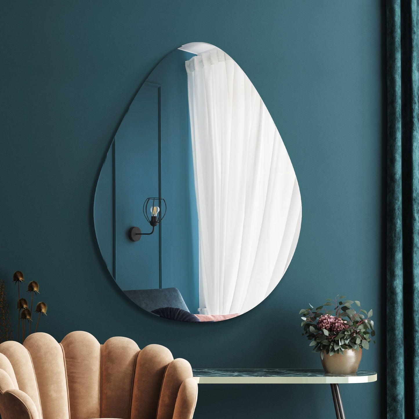 The Livia - Frameless Pebble Wall Mirror 47 X 32 (120CM X 80CM)