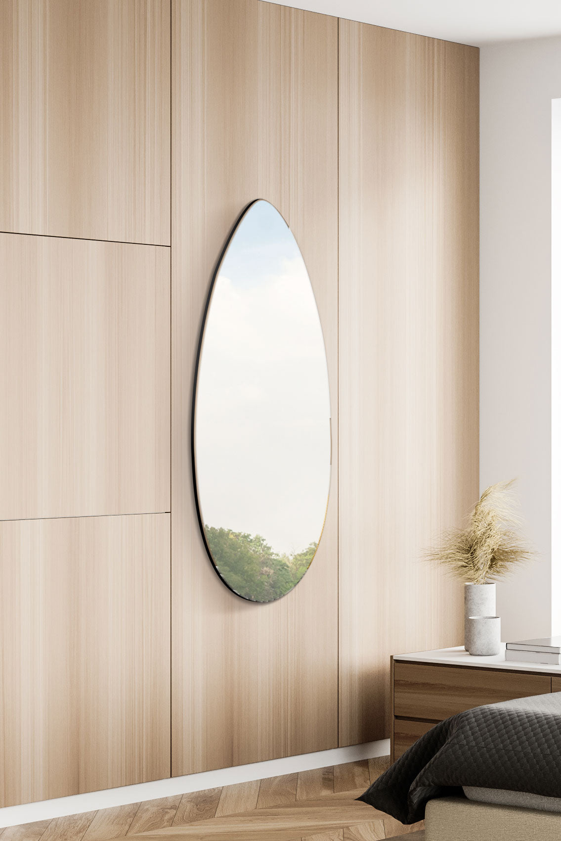 The Tear Drop - Frameless Glass Wall Mirror 47 X 18 (120CM X 45CM)