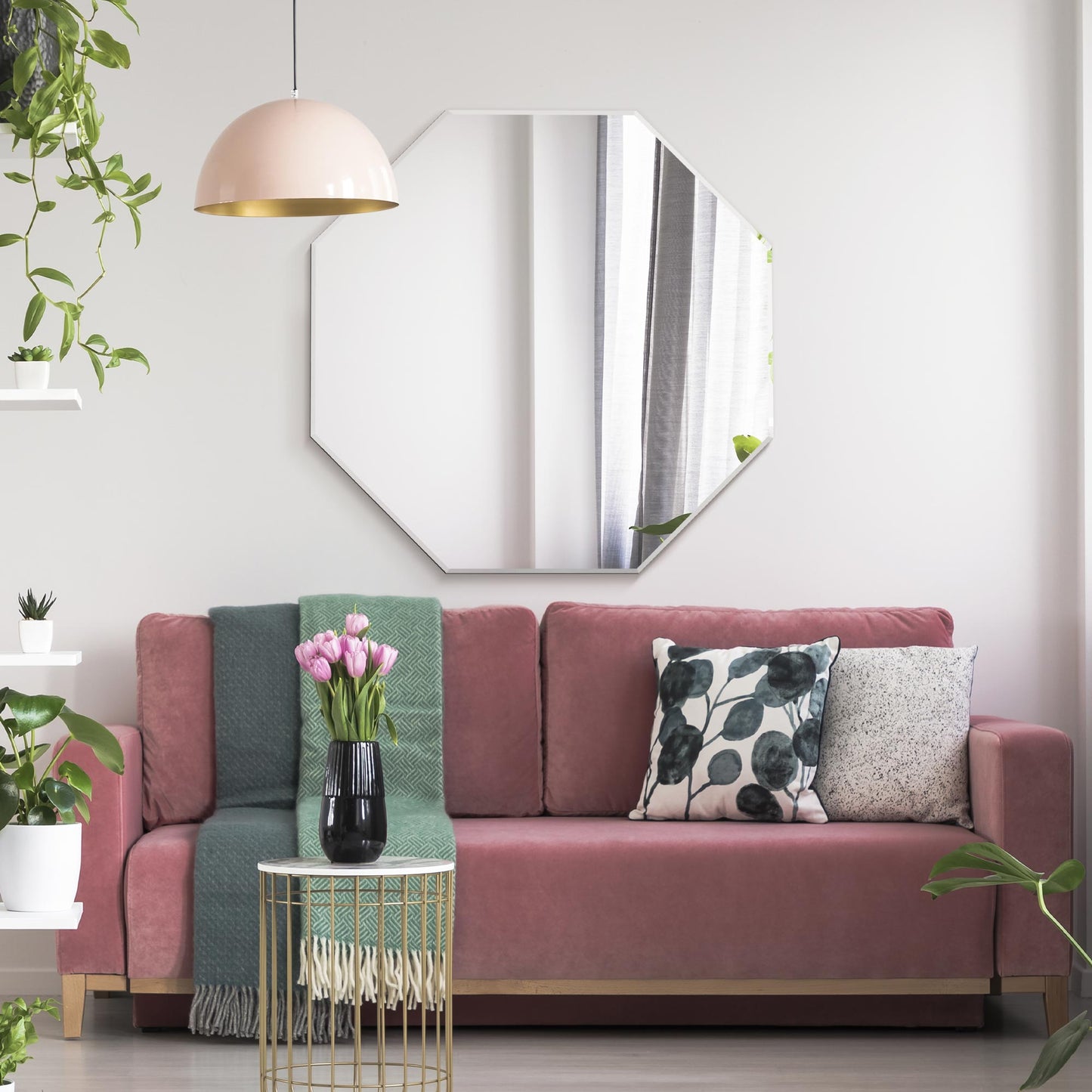 The Farah - All Glass Modern Bevelled Farahgonal Wall Mirror 31 X 31 (80x80CM)