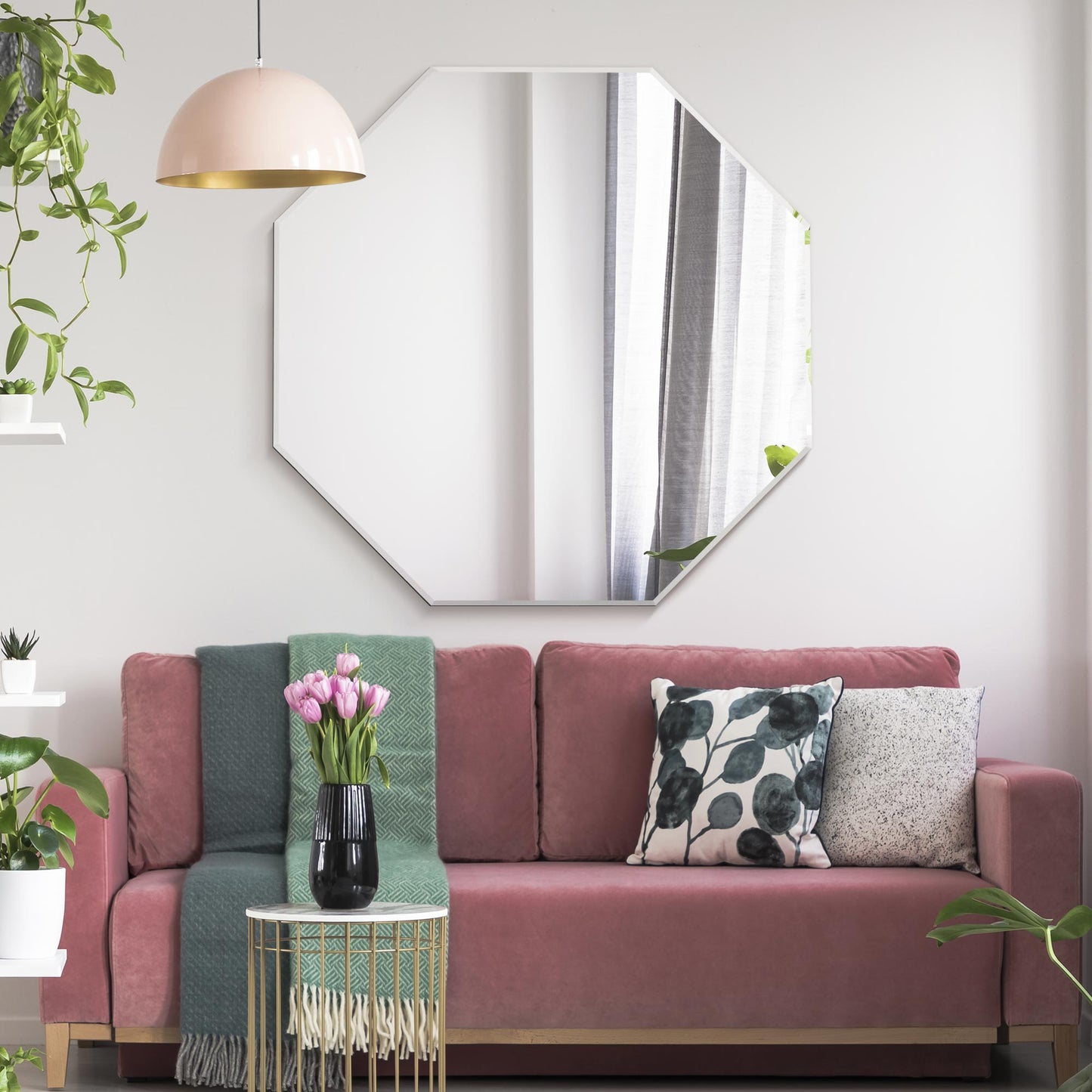 The Farah - All Glass Modern Bevelled Farahgonal Wall Mirror 39 X 39 (100x100CM)