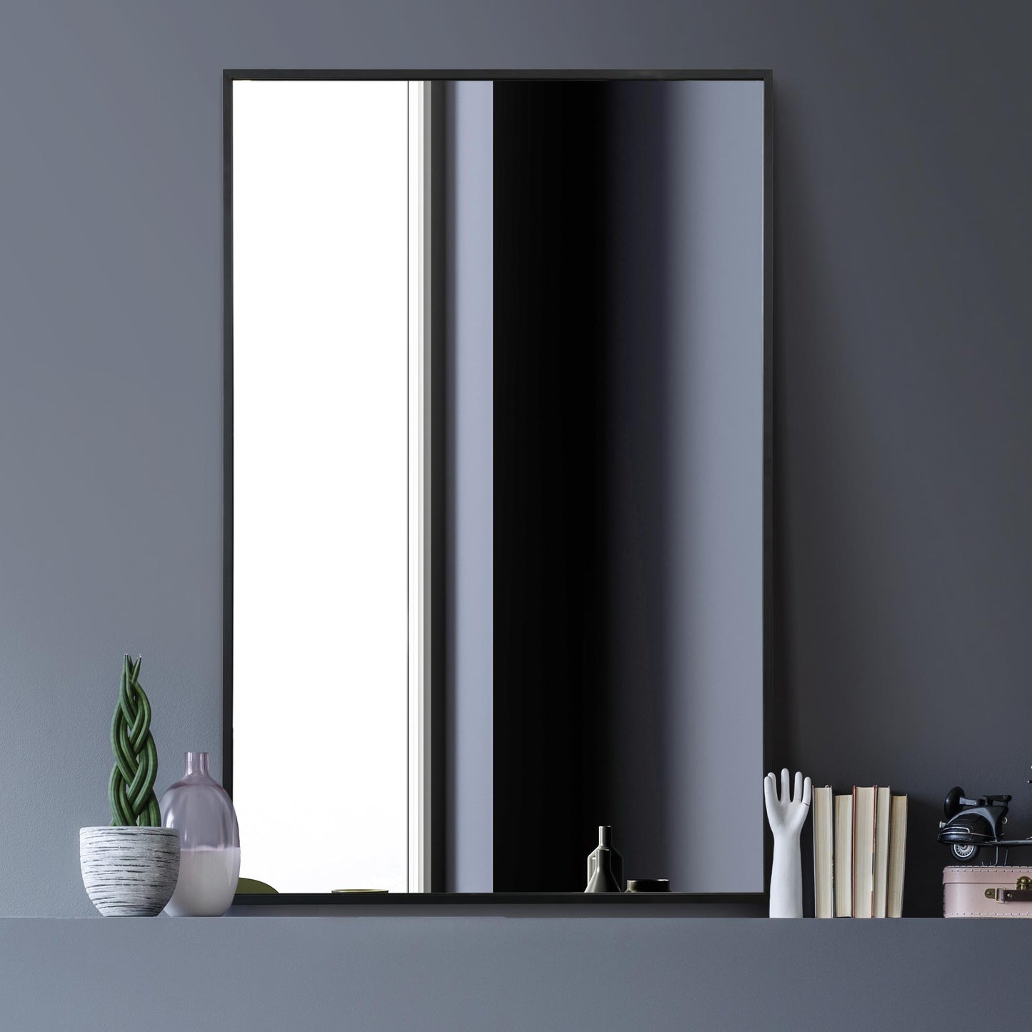 The Raya - Black Aluminium Edged Wall Mirror 35 X 24 (90CM X 60CM)