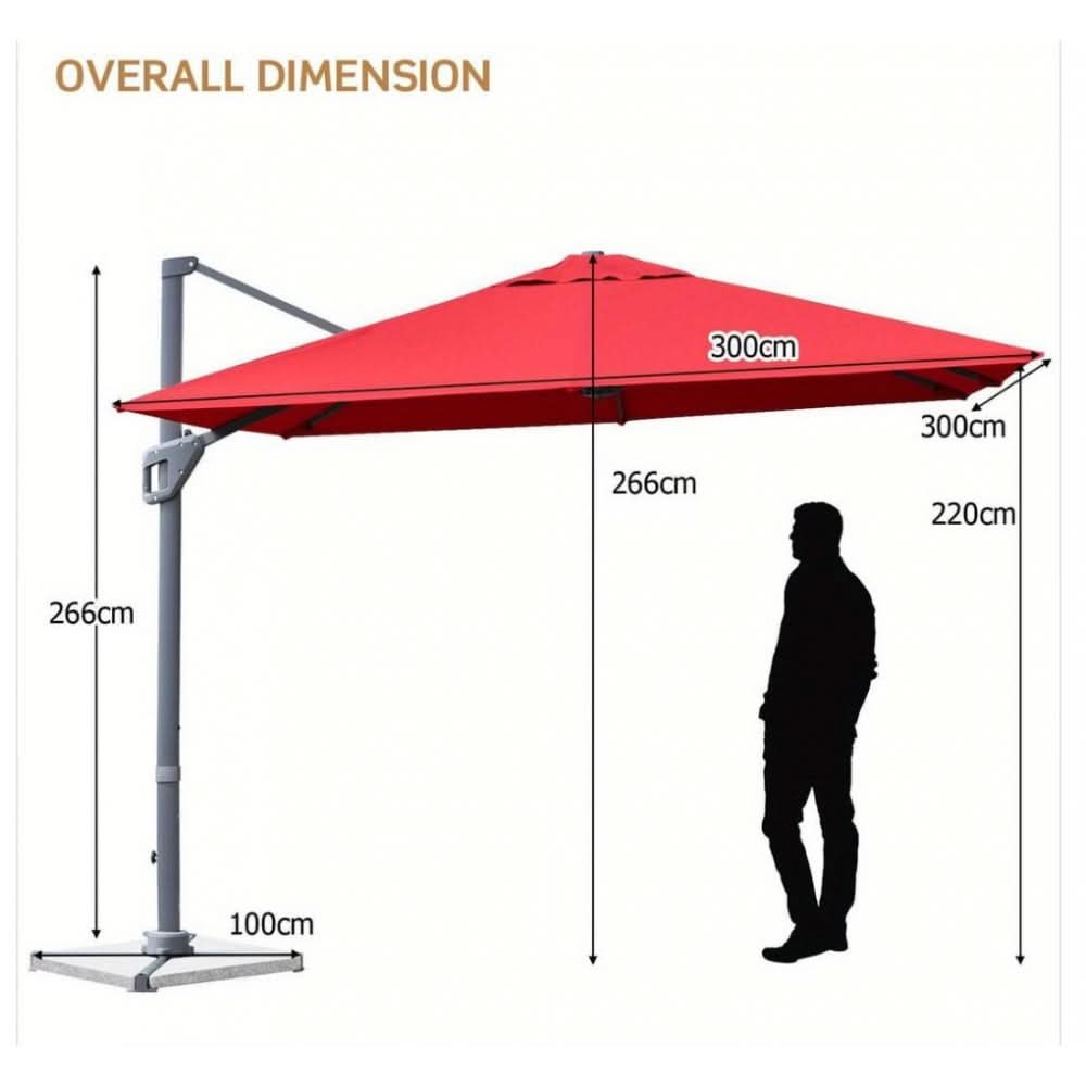 3m Rotating Cantilever Parasol in Light Grey (Base Included)