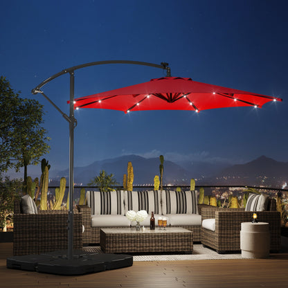10 Ft. Solar Power Lighted Patio Umbrella with Base Stand