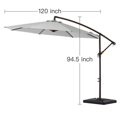 10 ft Steel Crank-lift Cantilever Umbrella With Weighted Base