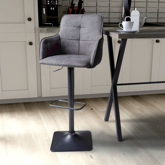 Pair of Blake Suede Effect Light Grey Bar Stools