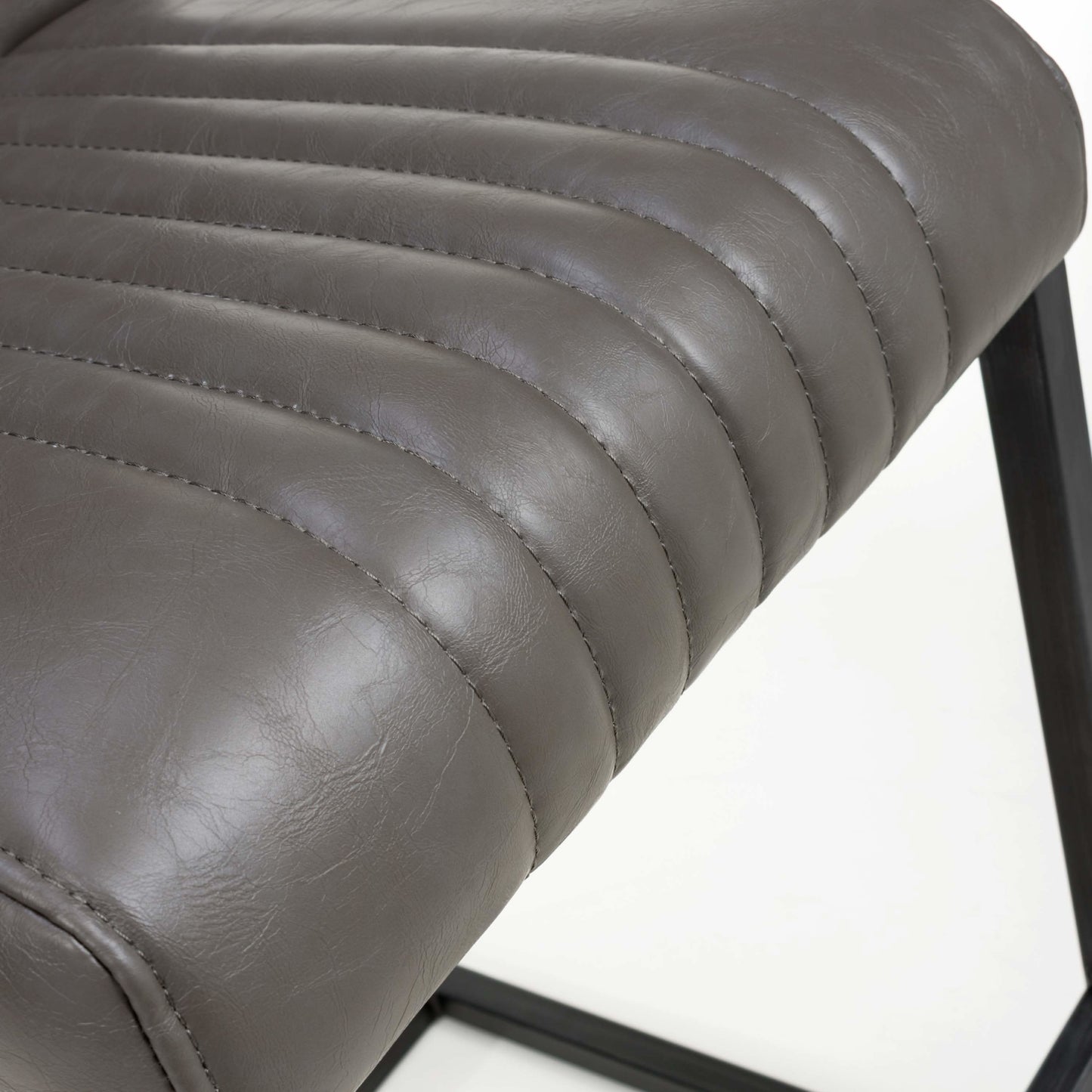 Pair of Buxton Cantilever Leather Effect Grey Barstools