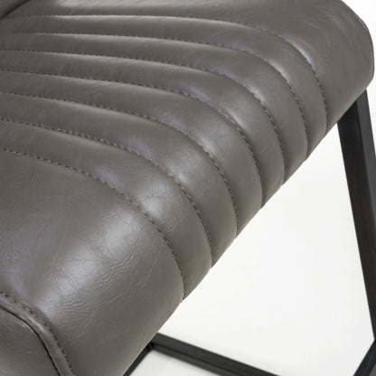 Pair of Buxton Cantilever Leather Effect Grey Barstools