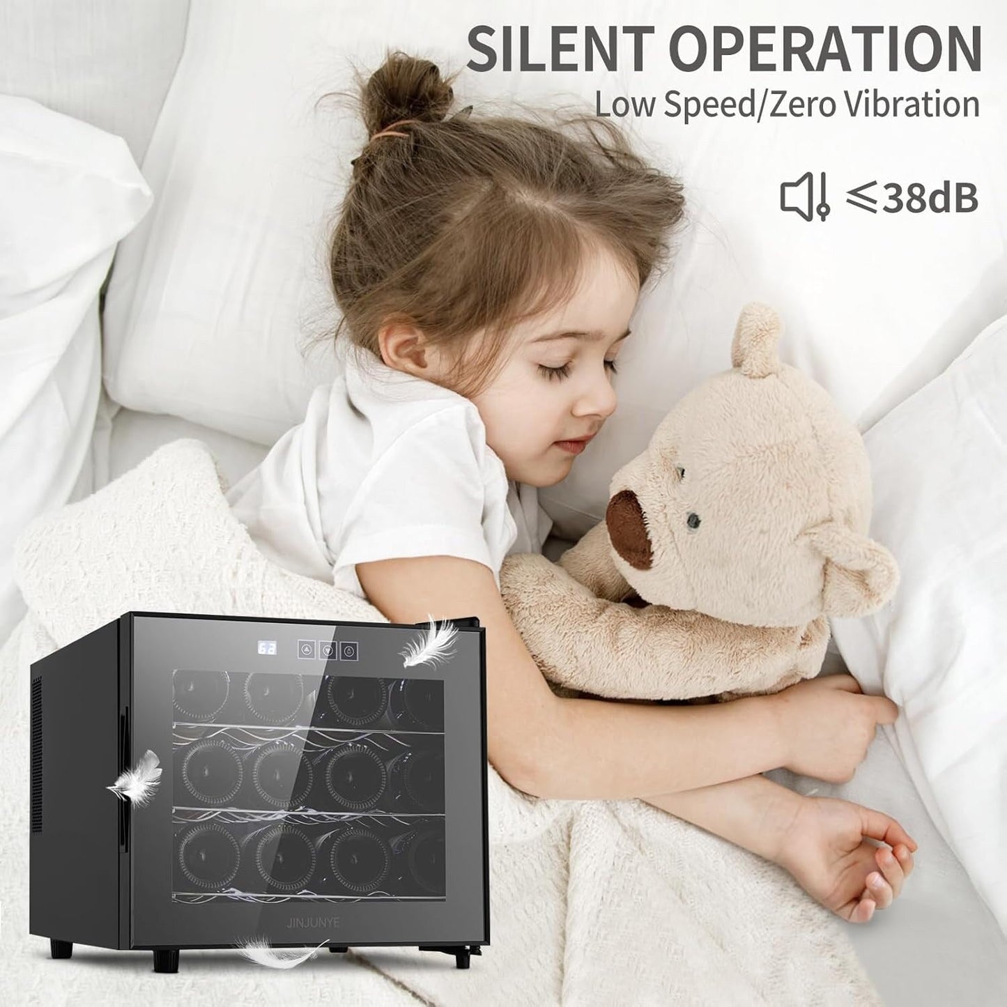 12- Bottle Wine Cooler Refrigerator,Mini Wine Cellars(54-66°F),Countertop Wine Cooler with Digital Temperature Control